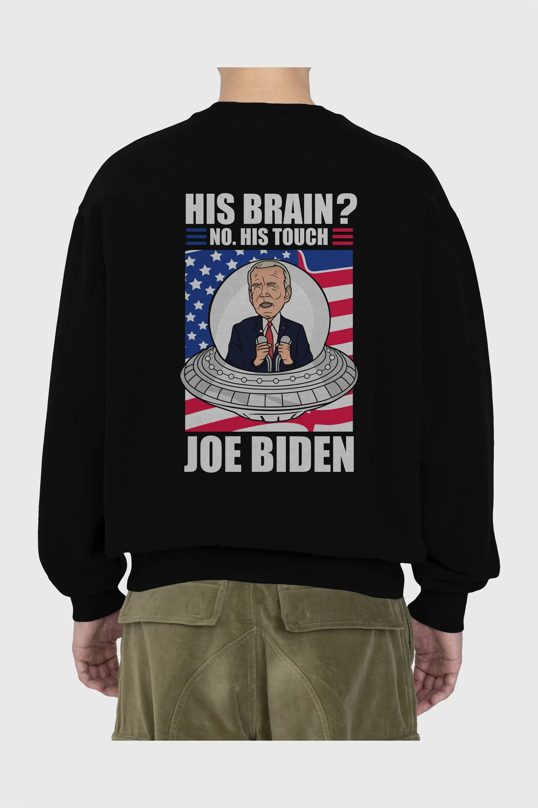 Alien Biden Arka Baskılı Oversize Sweatshirt Erkek Kadın Unisex