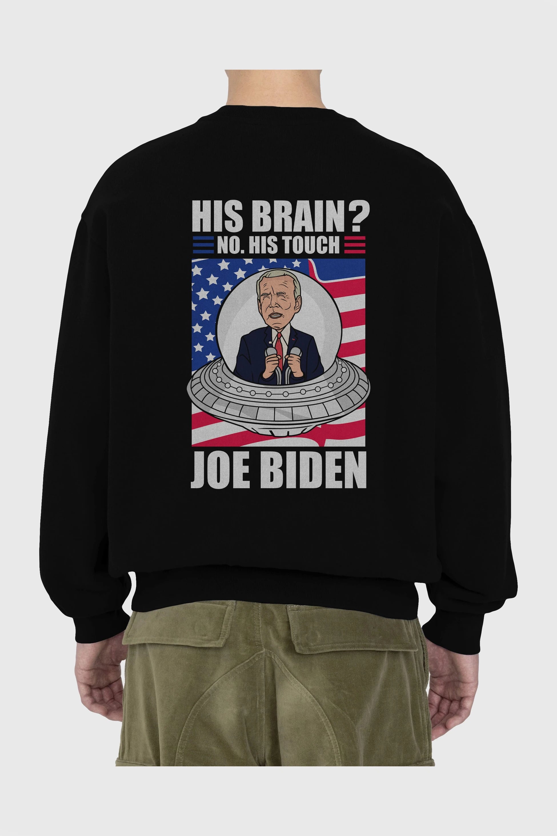 Alien Biden Arka Baskılı Oversize Sweatshirt Erkek Kadın Unisex
