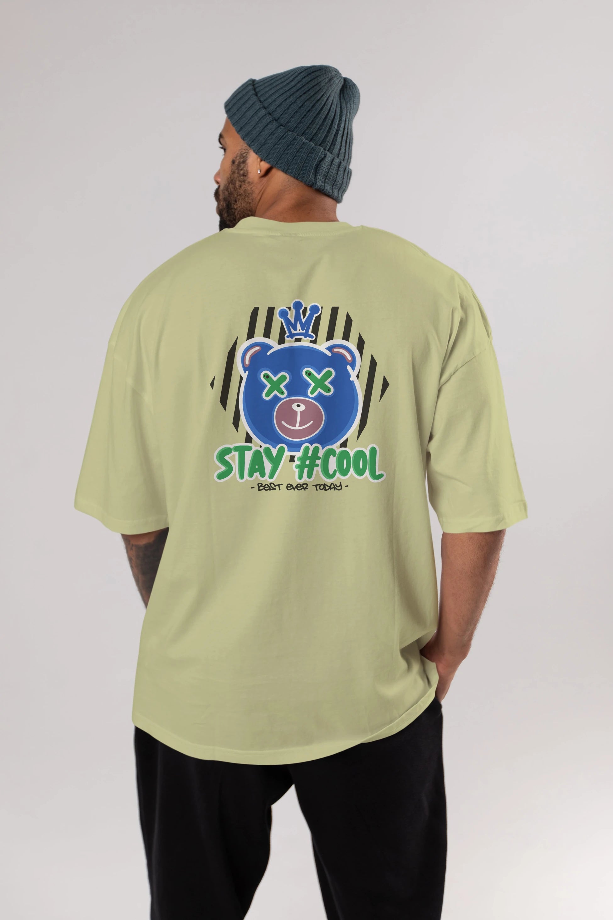 Stay Cool Bear Arka Baskılı Oversize t-shirt Erkek Kadın Unisex