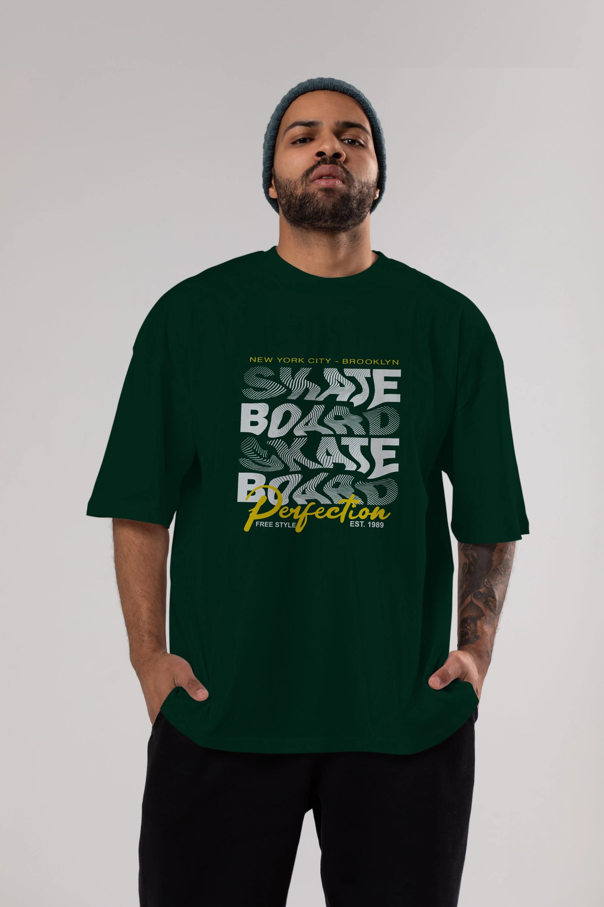New York City and Brooklyn Ön Baskılı Oversize t-shirt Erkek Kadın Unisex