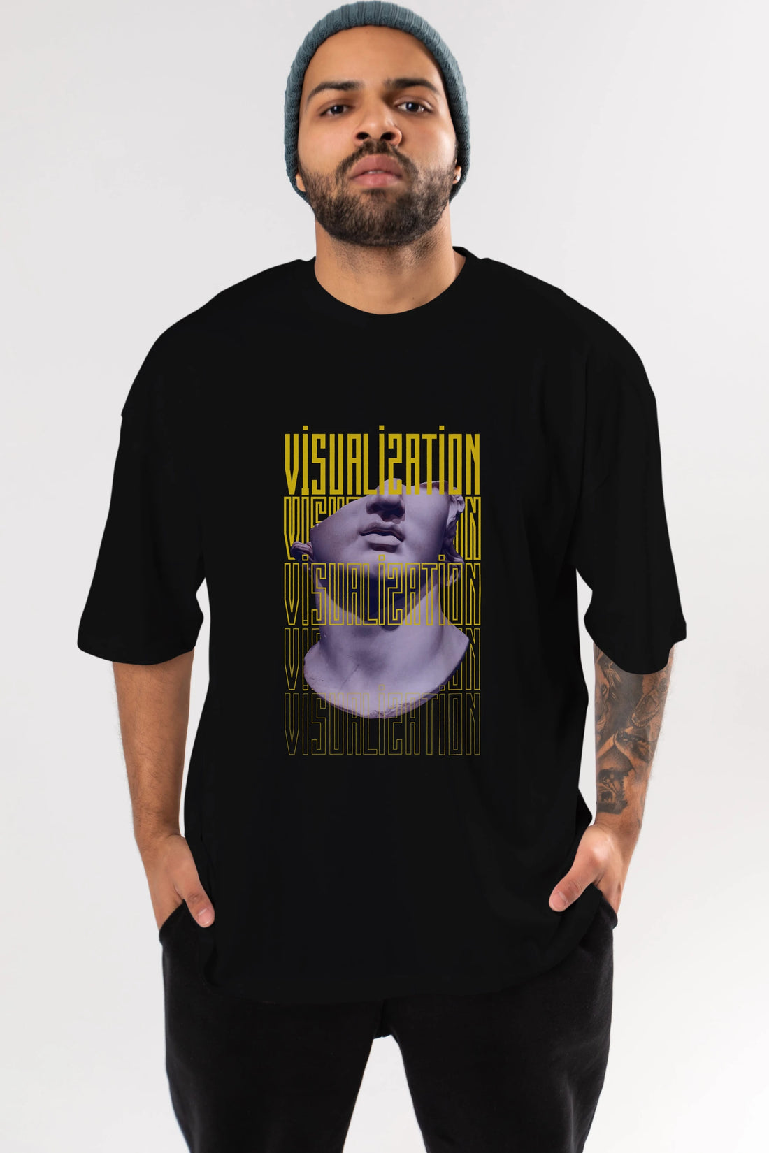 Visualization Yazılı Ön Baskılı Oversize t-shirt Erkek Kadın Unisex