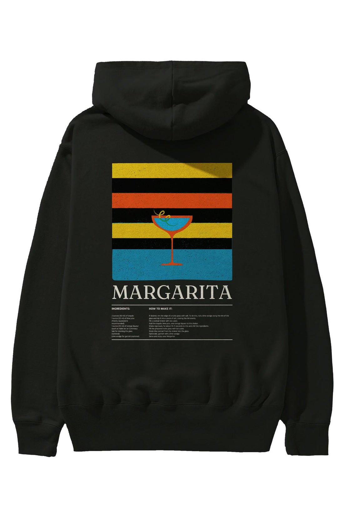 Margarita Kokteyl Arka Baskılı Hoodie Oversize Kapüşonlu Sweatshirt Erkek Kadın