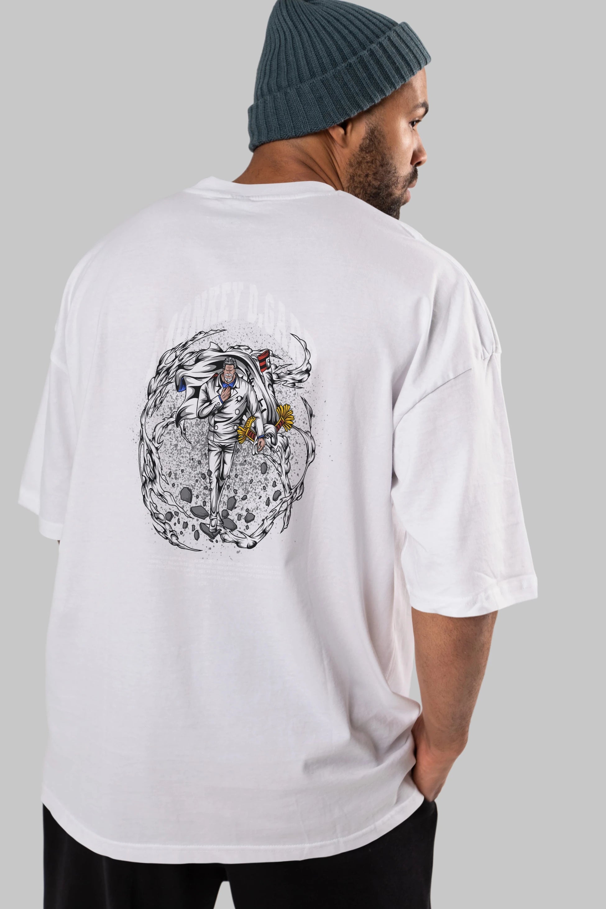 Monkey D. Garp Anime Arka Baskılı Oversize t-shirt Erkek Kadın Unisex