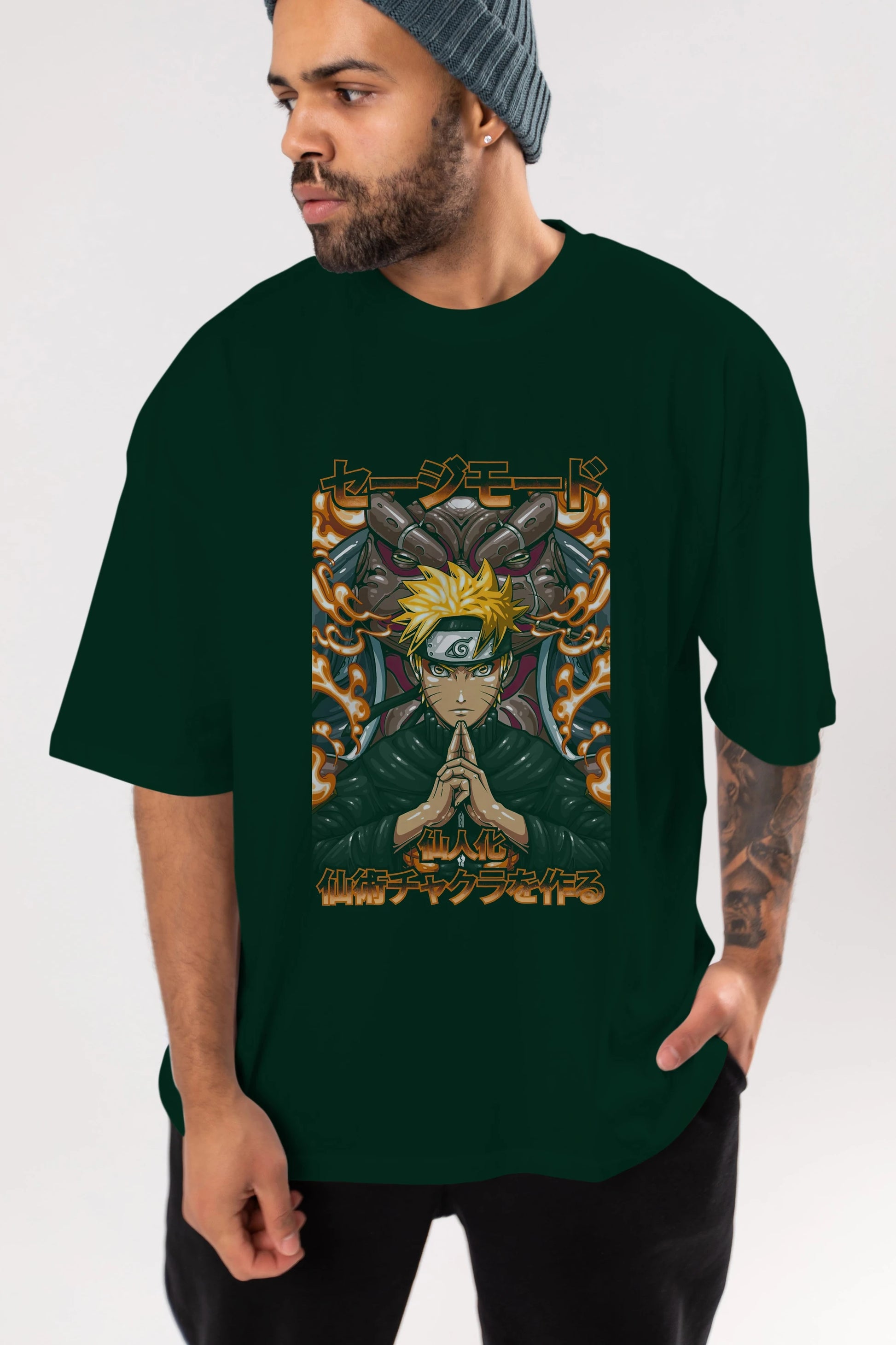 NARUTO (10) Anime Ön Baskılı Oversize t-shirt %100 pamuk Erkek Kadın Unisex
