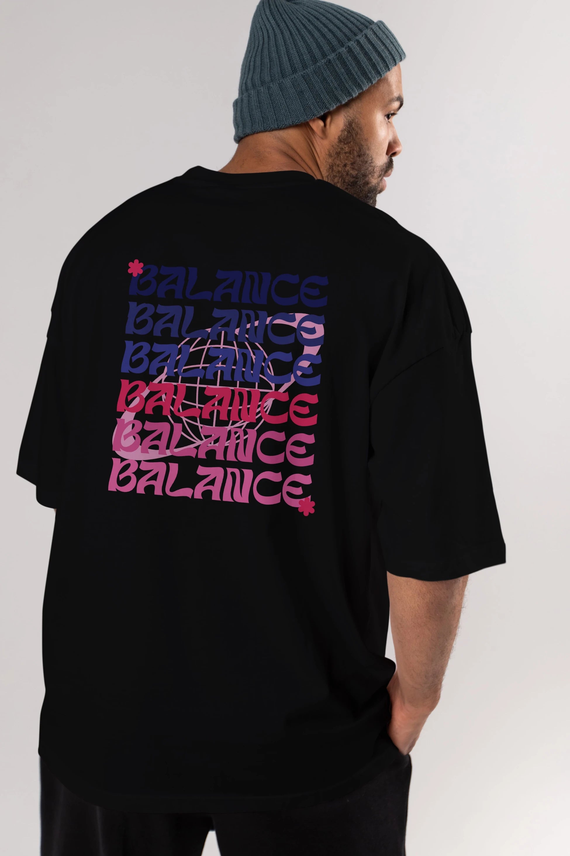 Balance Yazılı Arka Baskılı Oversize t-shirt Erkek Kadın Unisex