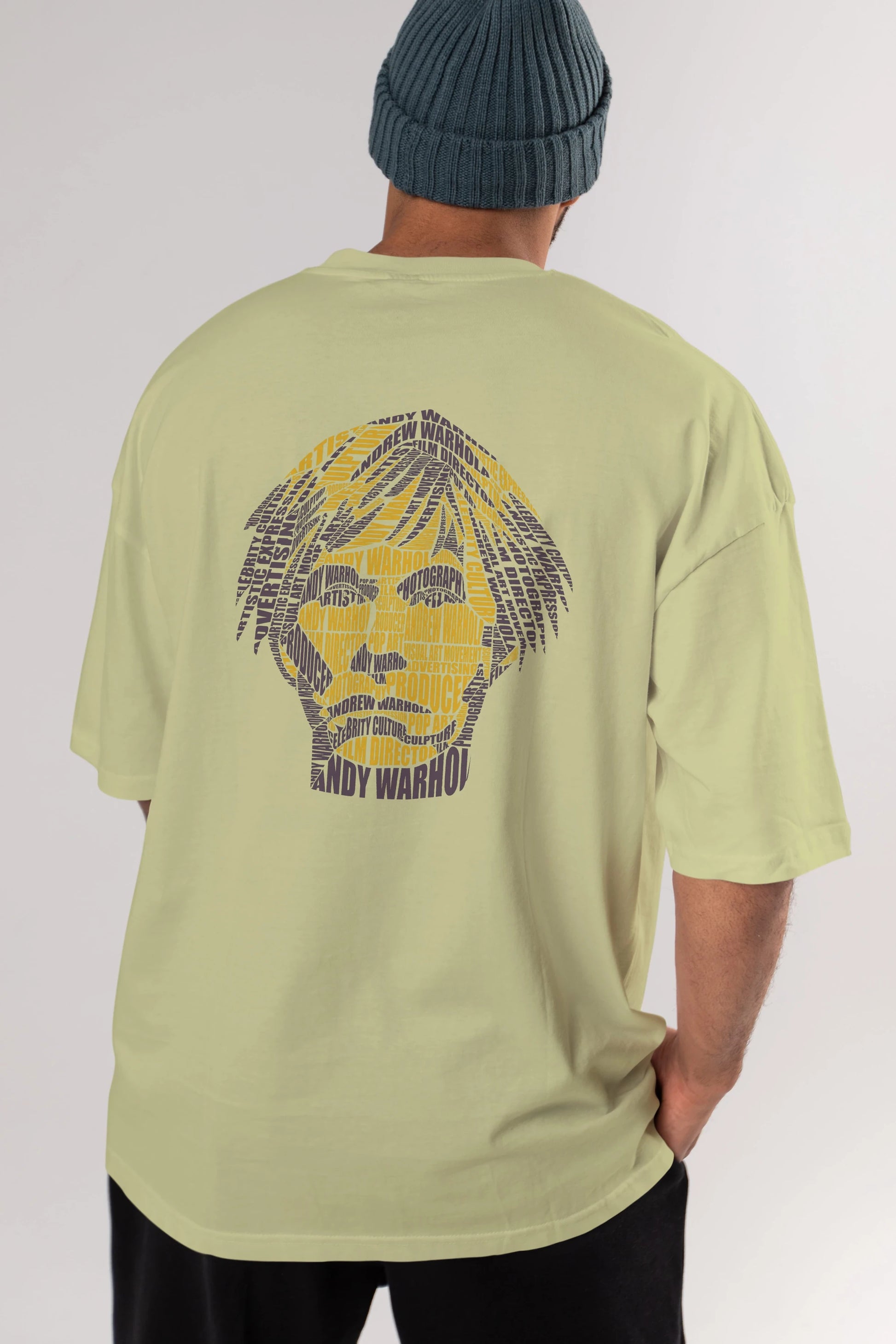 Andy Warhol Calligram Arka Baskılı Oversize t-shirt %100 pamuk Erkek Kadın Unisex