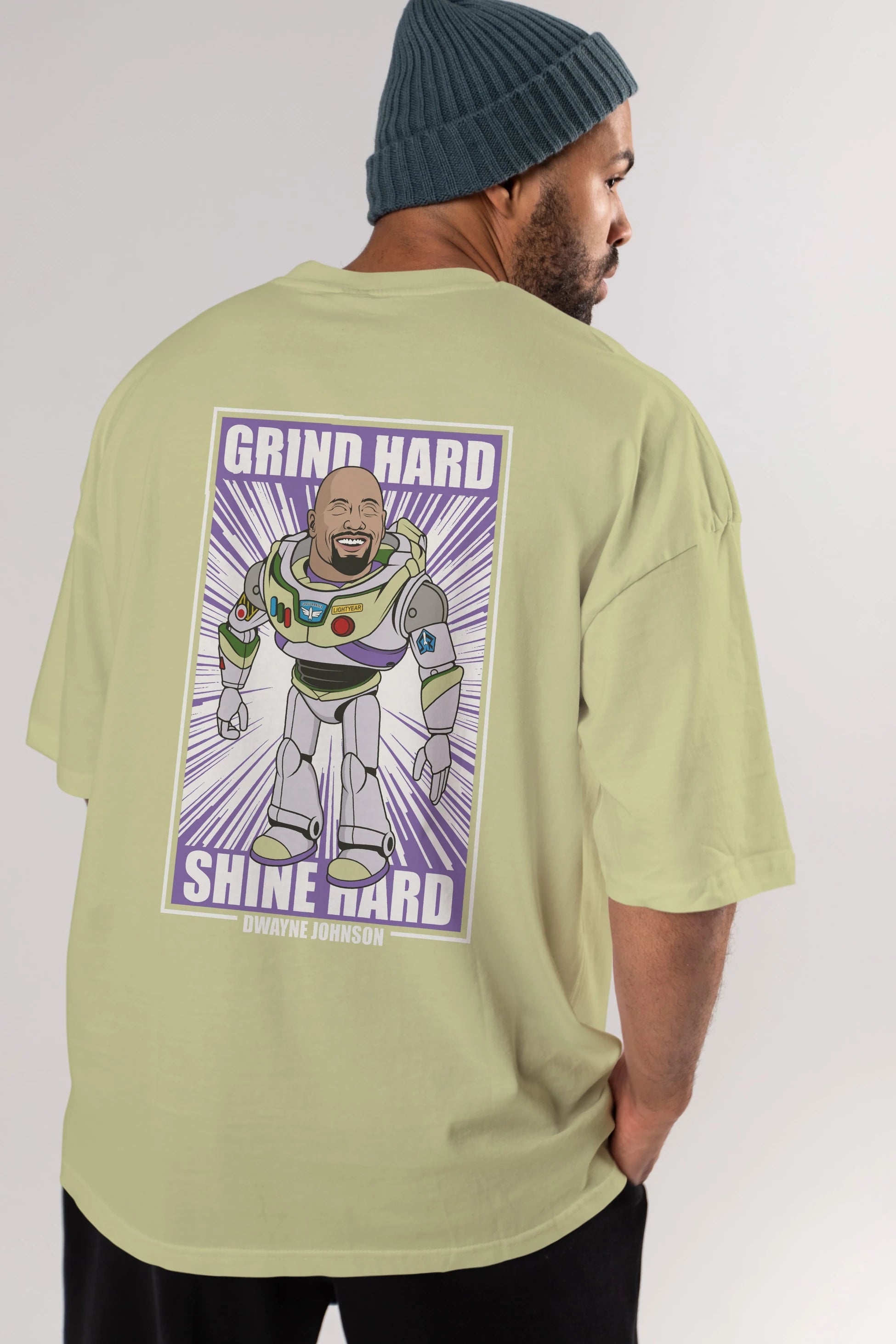 Dwayne Johnson Buzz Lightyear Arka Baskılı Oversize t-shirt Erkek Kadın Unisex %100 Pamuk tişort