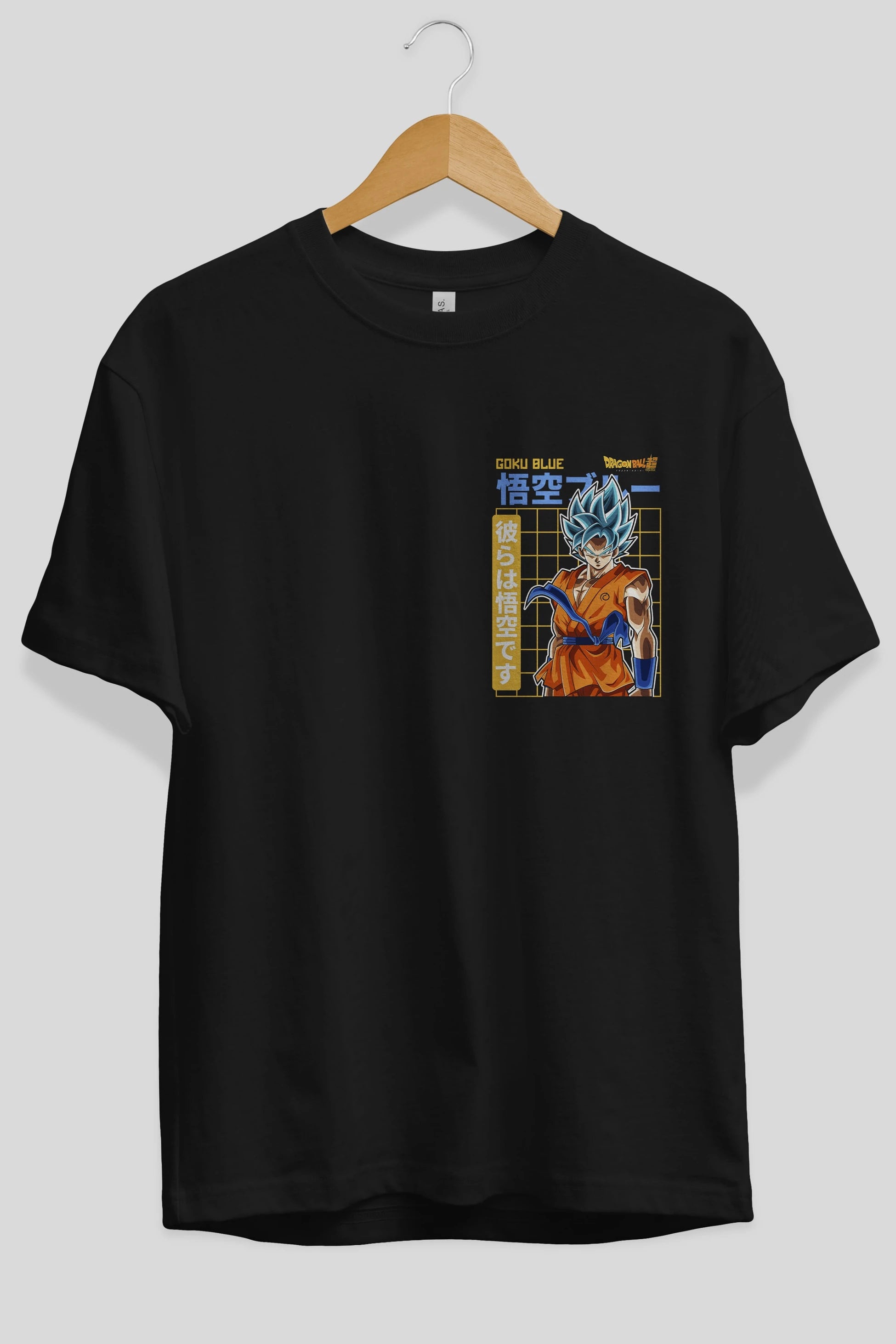 GOKU 1 Ön Sol Baskılı Oversize t-shirt Erkek Kadın Unisex %100 Pamuk Bisiklet Yaka tişort