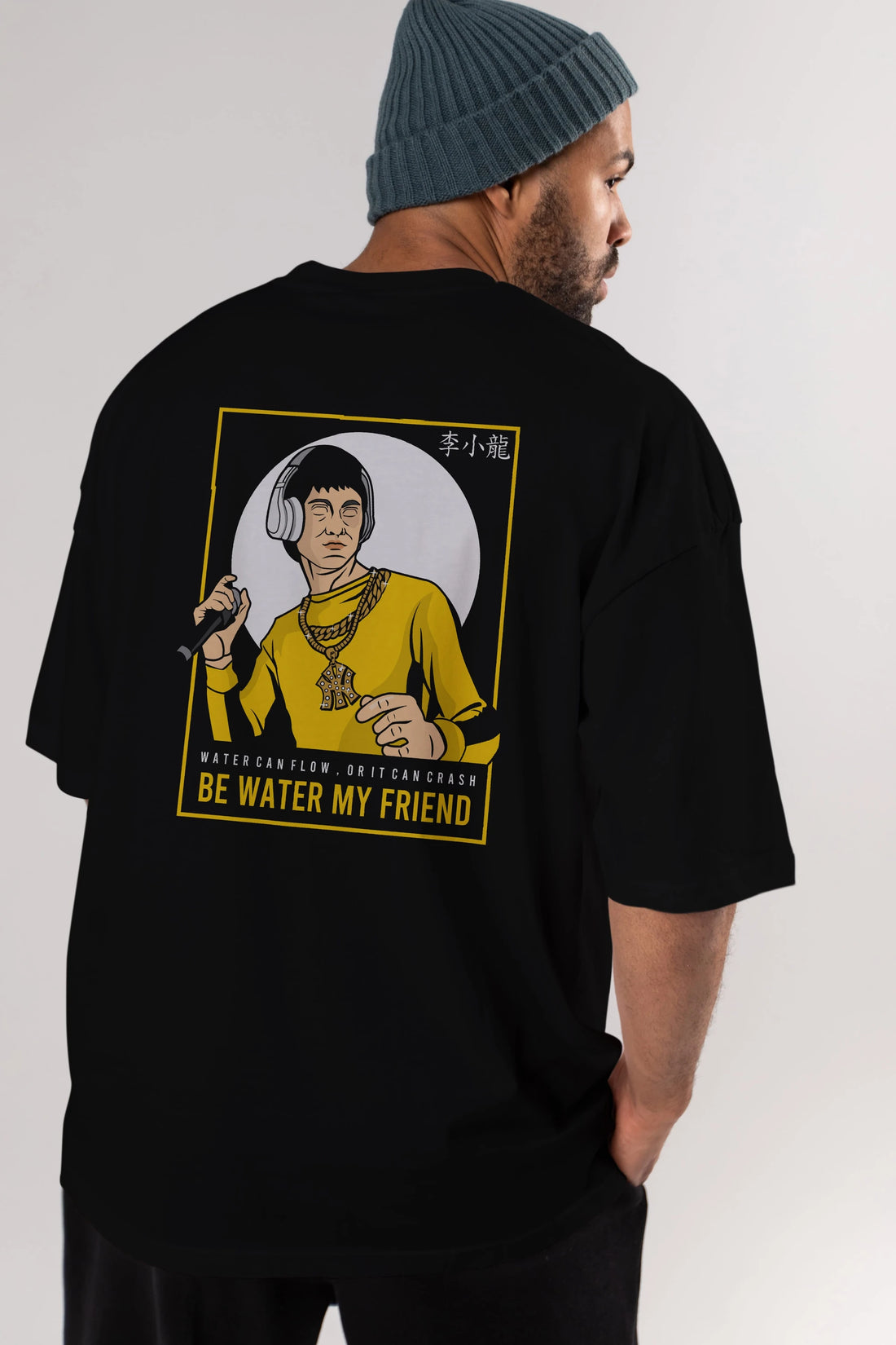 Bruce Lee Rapper Arka Baskılı Oversize t-shirt Erkek Kadın Unisex %100 Pamuk tişort