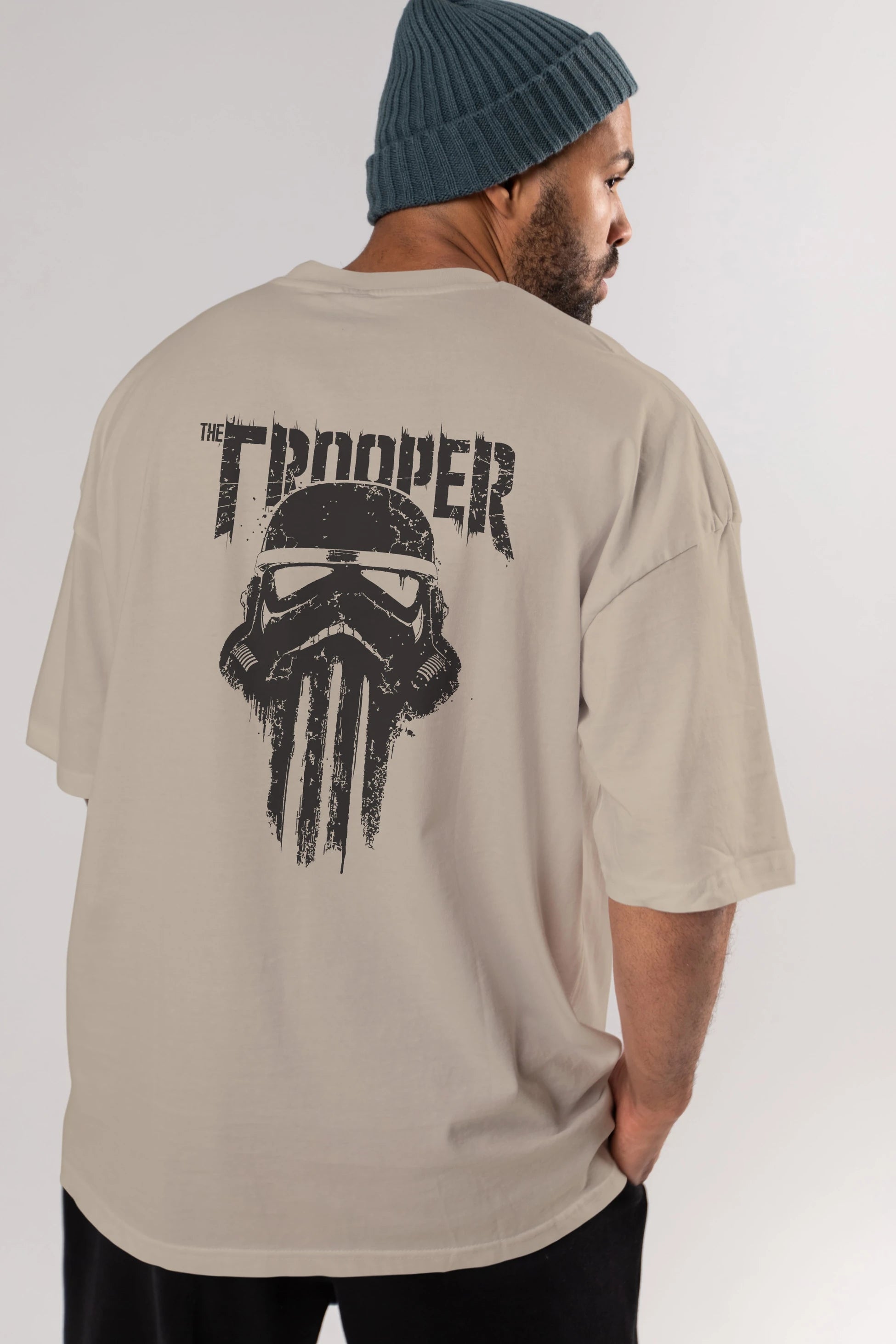 The Trooper Arka Baskılı Oversize t-shirt Erkek Kadın Unisex %100 Pamuk Bisiklet Yaka tişort