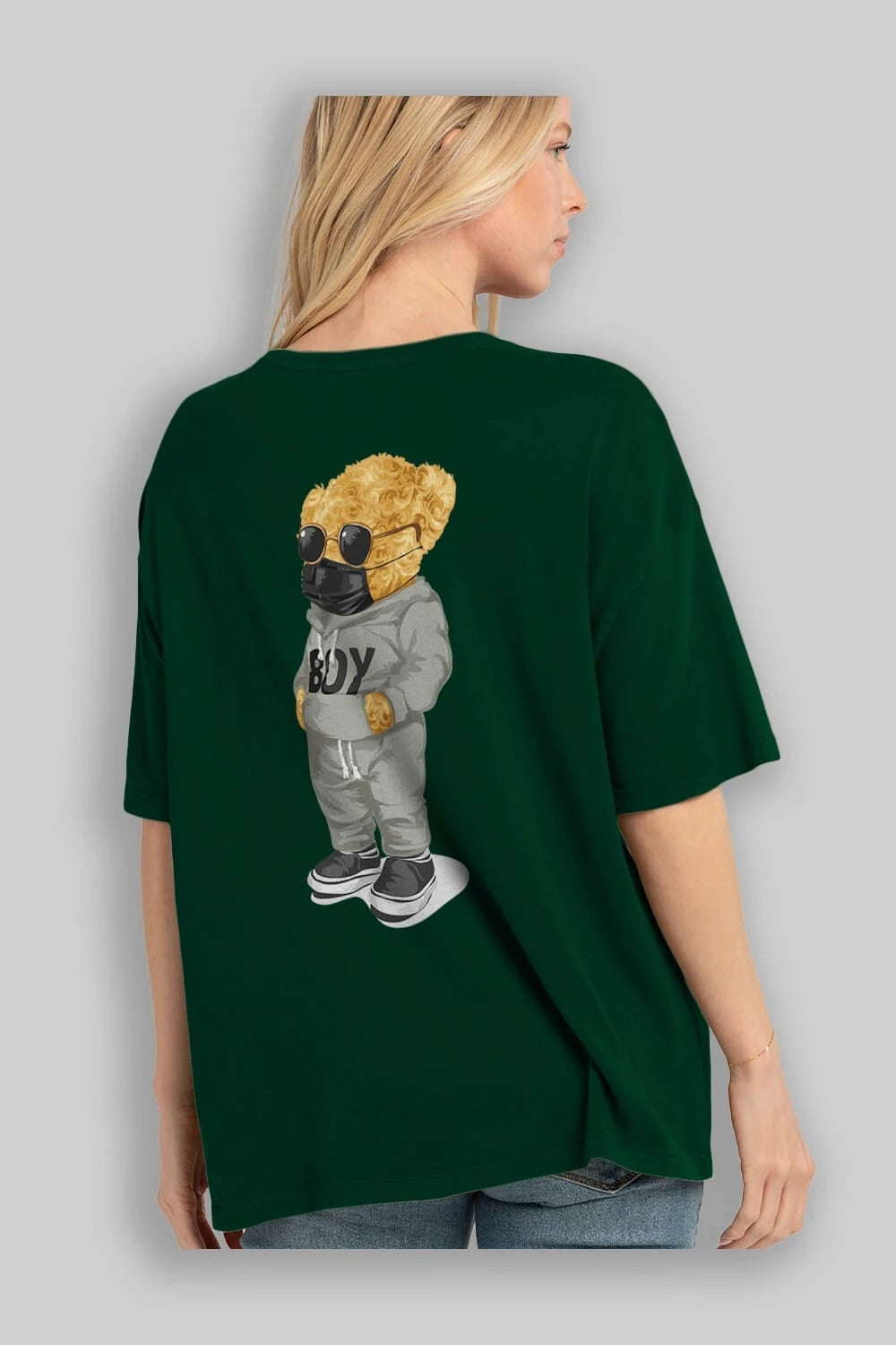 Teddy Bear Boy Arka Baskılı Oversize t-shirt Erkek Kadın Unisex %100 Pamuk
