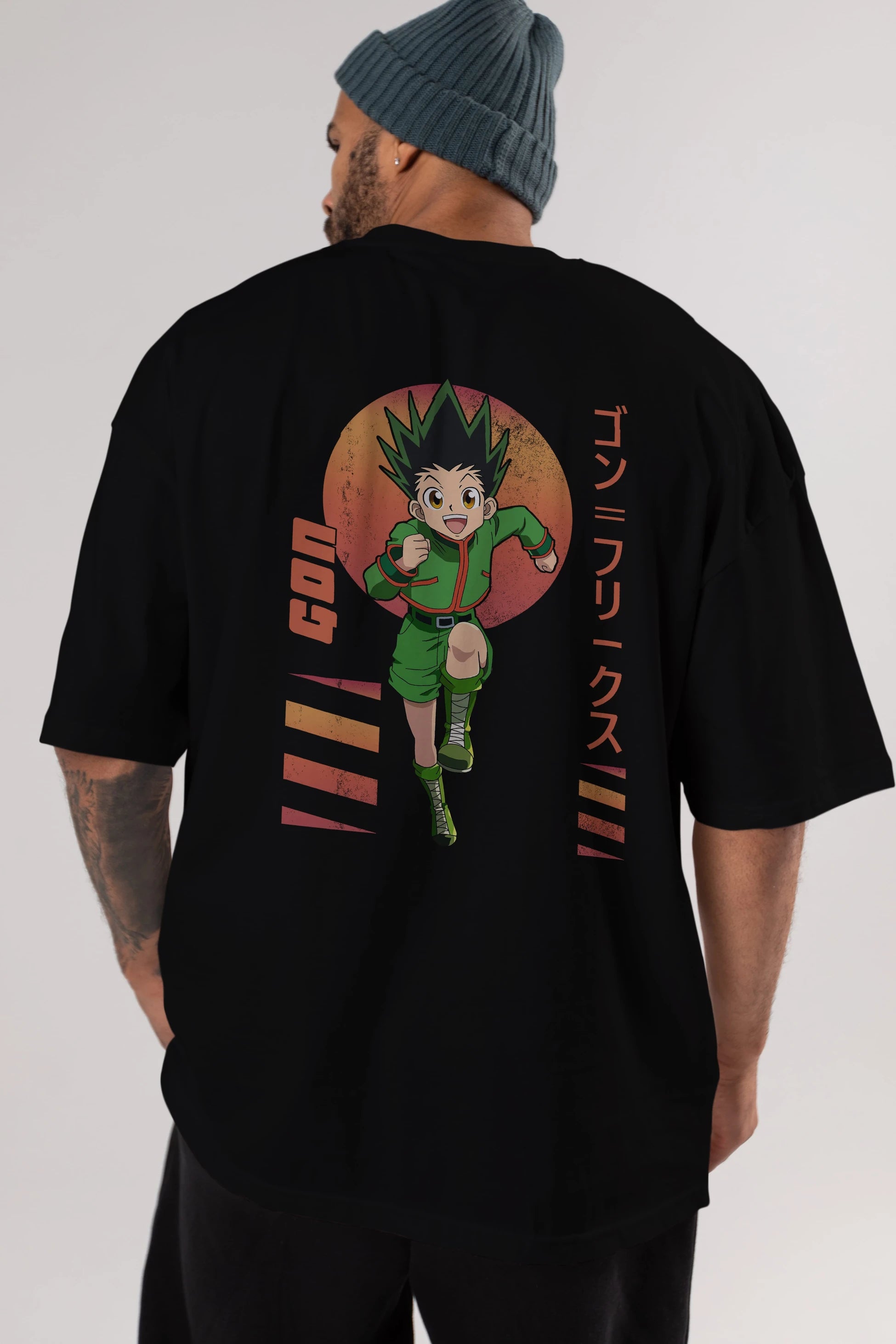 Gon Freecss HUNTER X HUNTER 2 Anime Arka Baskılı Oversize t-shirt Erkek Kadın Unisex
