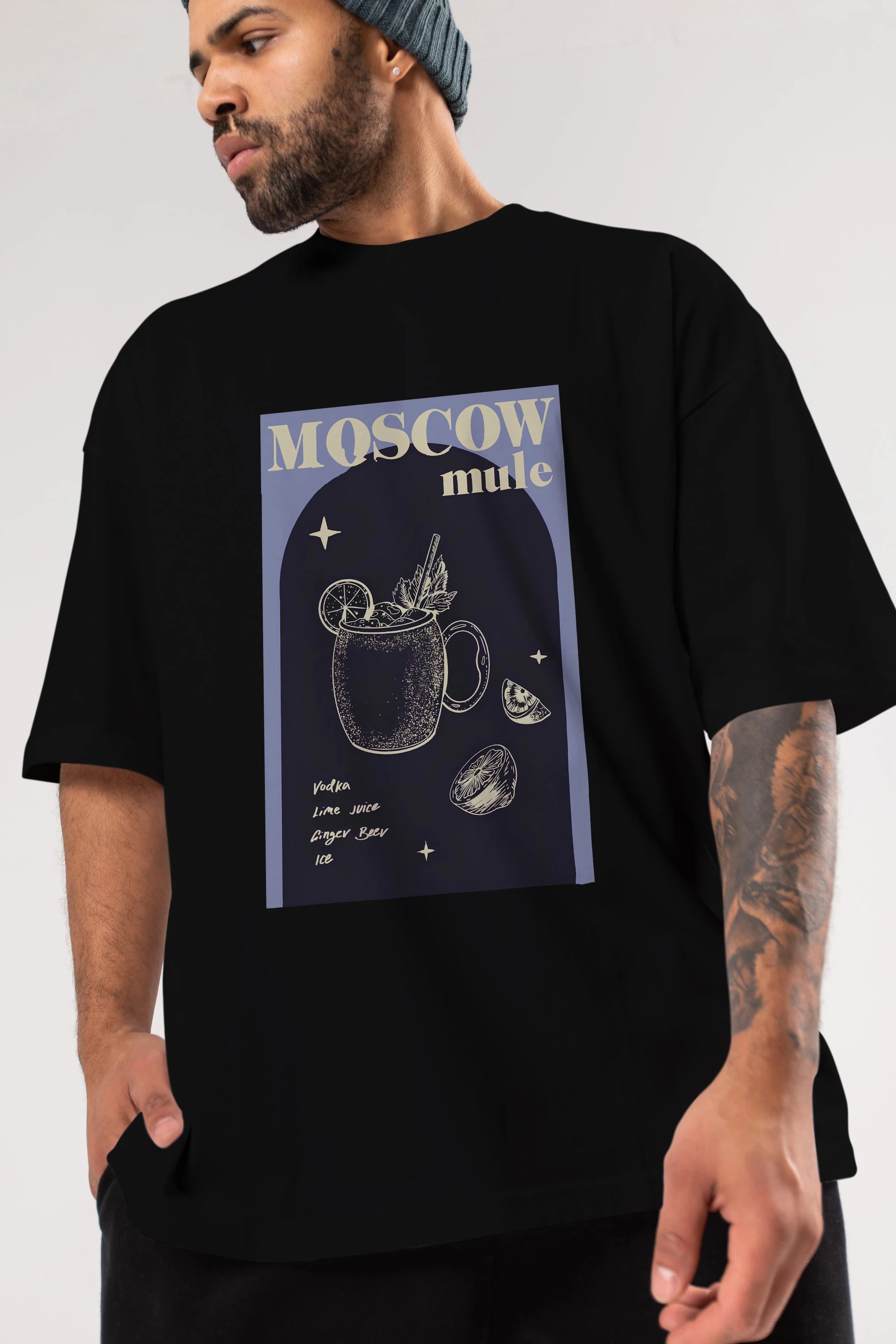 Moscow Mule Ön Baskılı Oversize t-shirt Erkek Kadın Unisex %100 Pamuk Bisiklet Yaka tişort