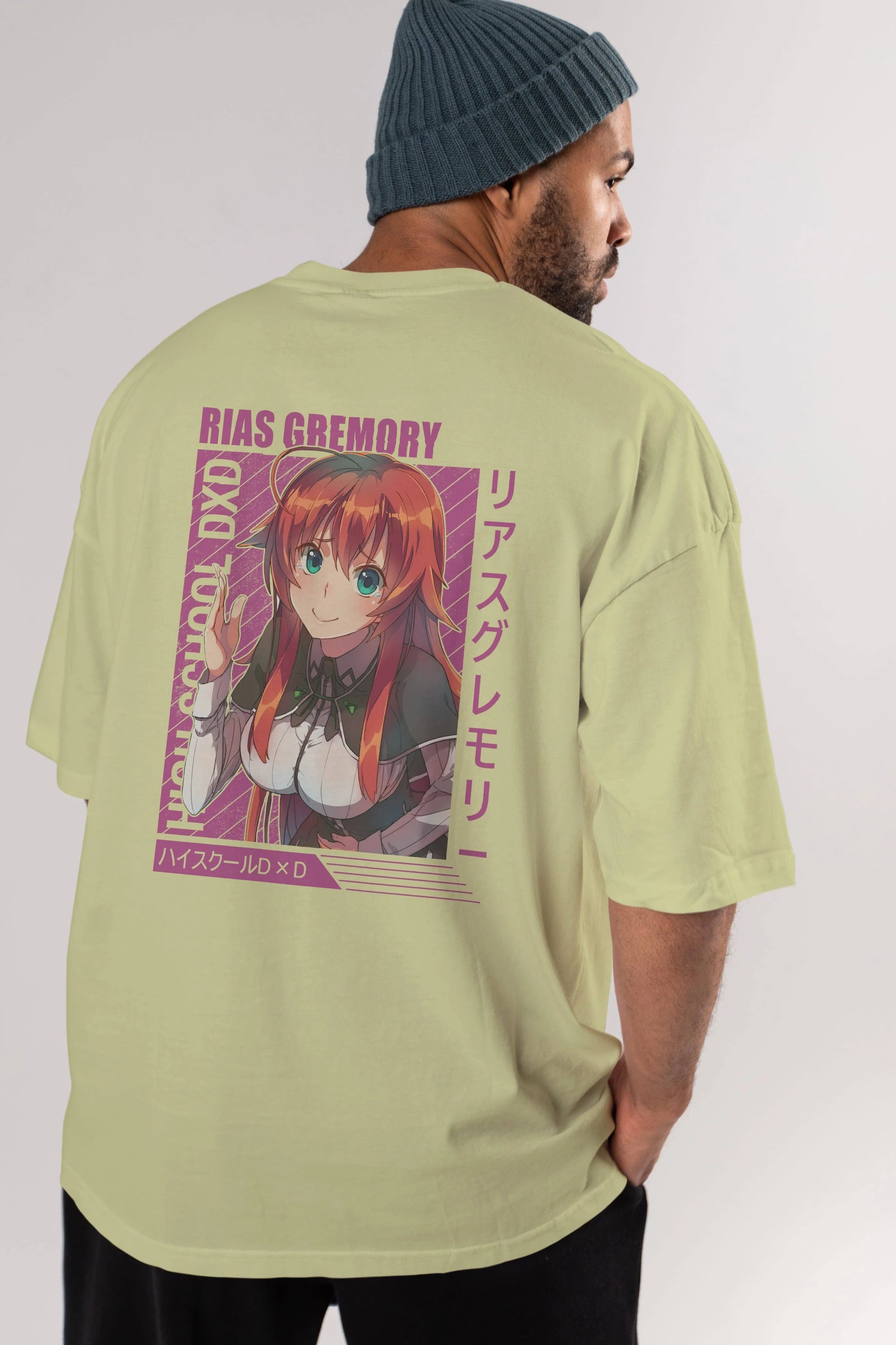 Rias Gremory 10 Anime Arka Baskılı Oversize t-shirt Erkek Kadın Unisex