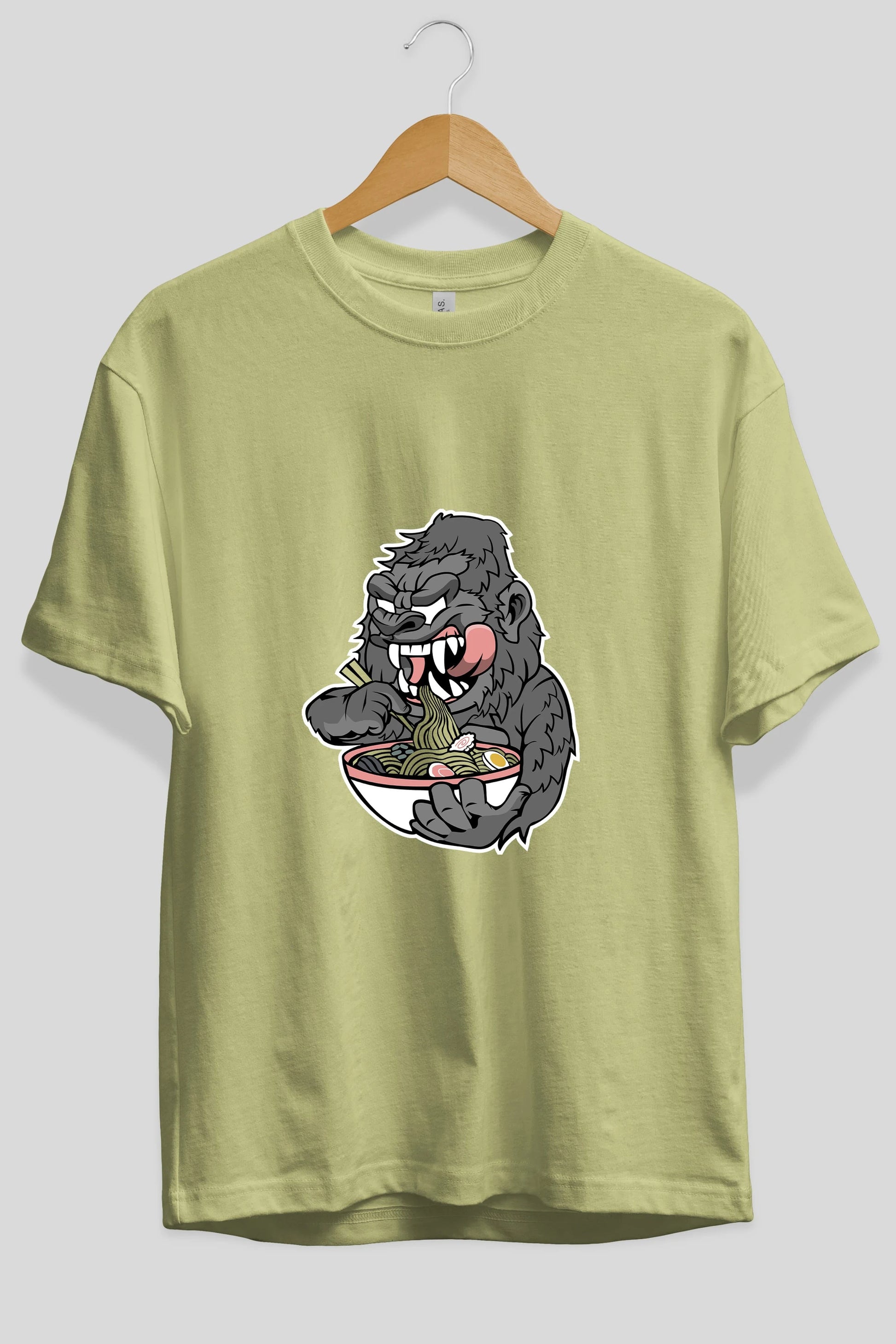 Big Gorilla Ramen Ön Baskılı Oversize t-shirt Erkek Kadın Unisex %100 Pamuk tişort