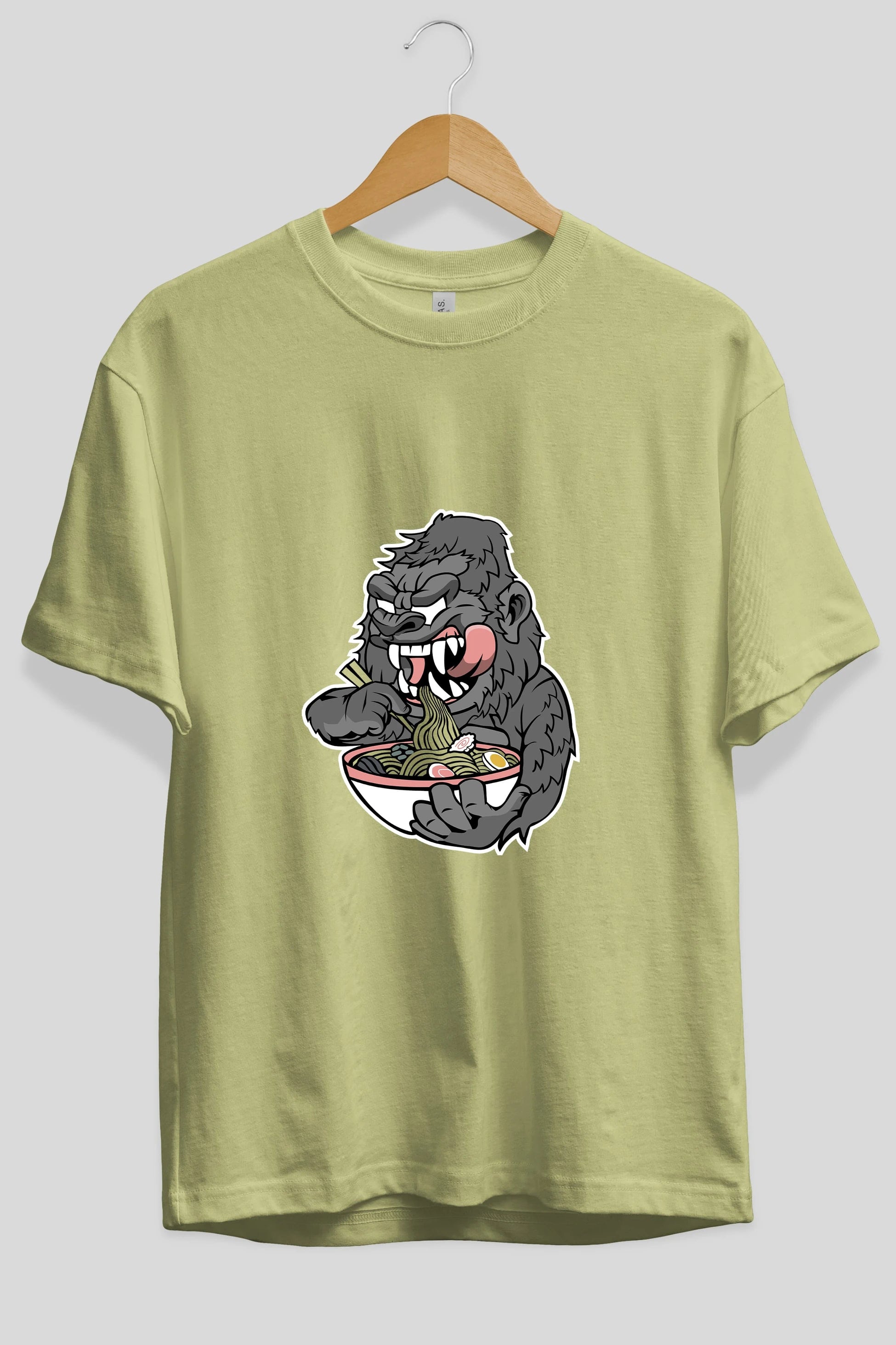 Big Gorilla Ramen Ön Baskılı Oversize t-shirt Erkek Kadın Unisex %100 Pamuk tişort