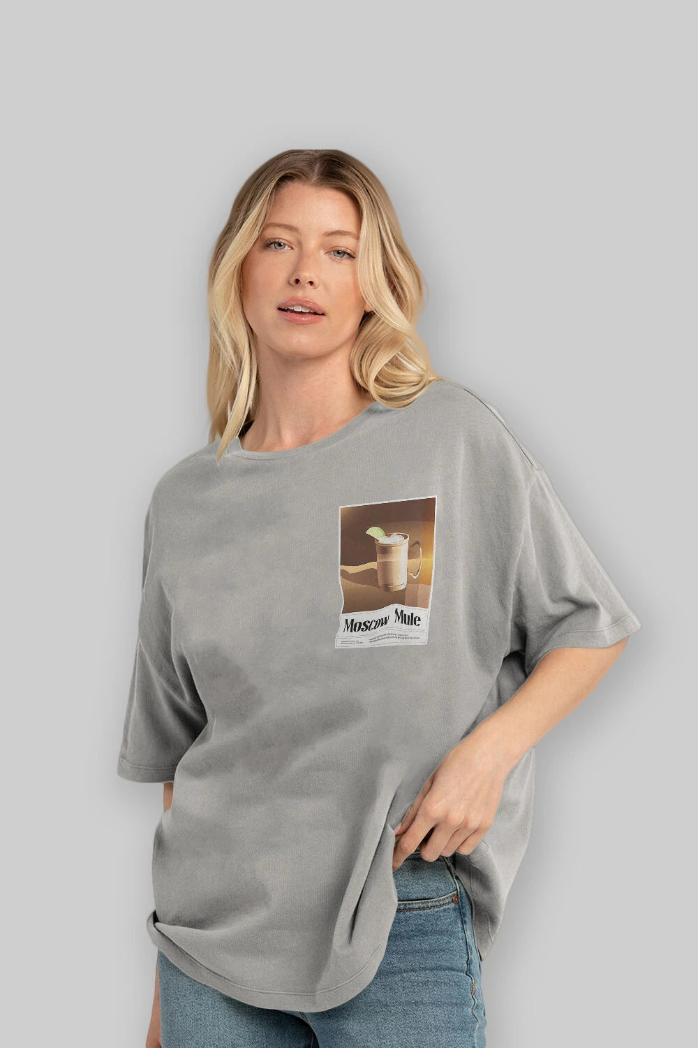 Moscow Mule 3 Ön Sol Baskılı Oversize t-shirt Erkek Kadın Unisex %100 Pamuk Bisiklet Yaka tişort