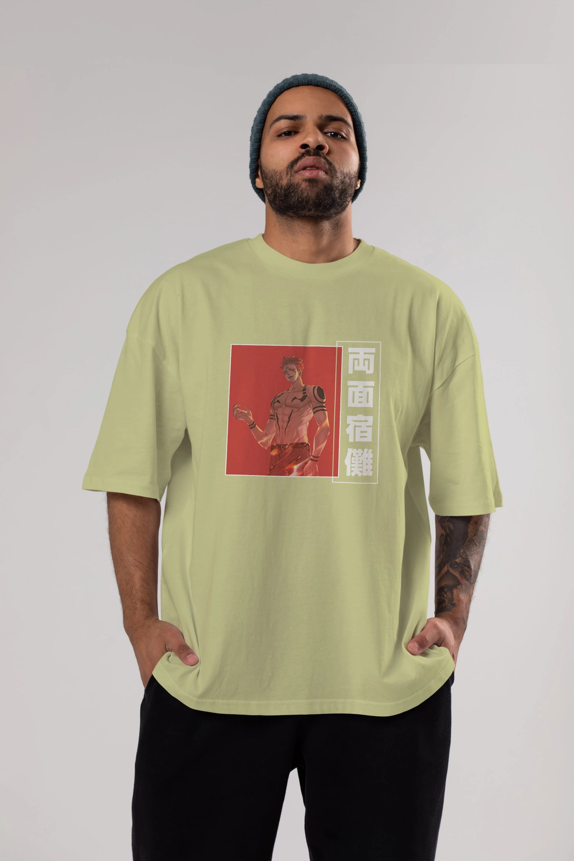 Sukuna Ryoumen 3 Anime Ön Baskılı Oversize t-shirt %100 pamuk Erkek Kadın Unisex