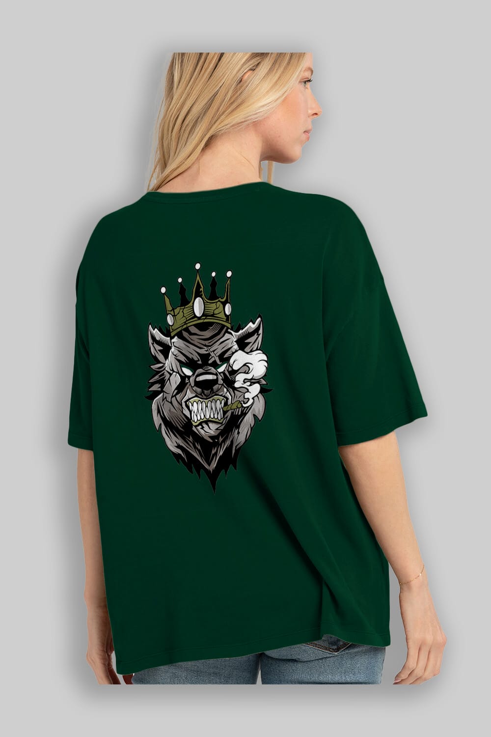 Bear King Arka Baskılı Oversize t-shirt Erkek Kadın Unisex %100 Pamuk tişort
