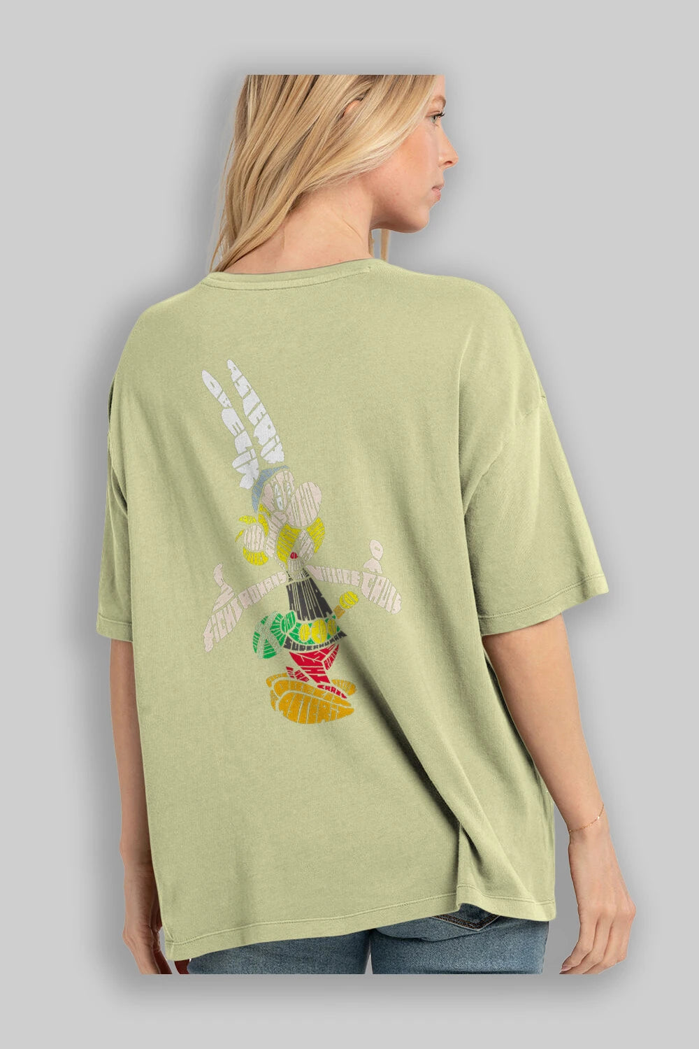 Asterix Arka Baskılı Oversize t-shirt %100 pamuk Erkek Kadın Unisex