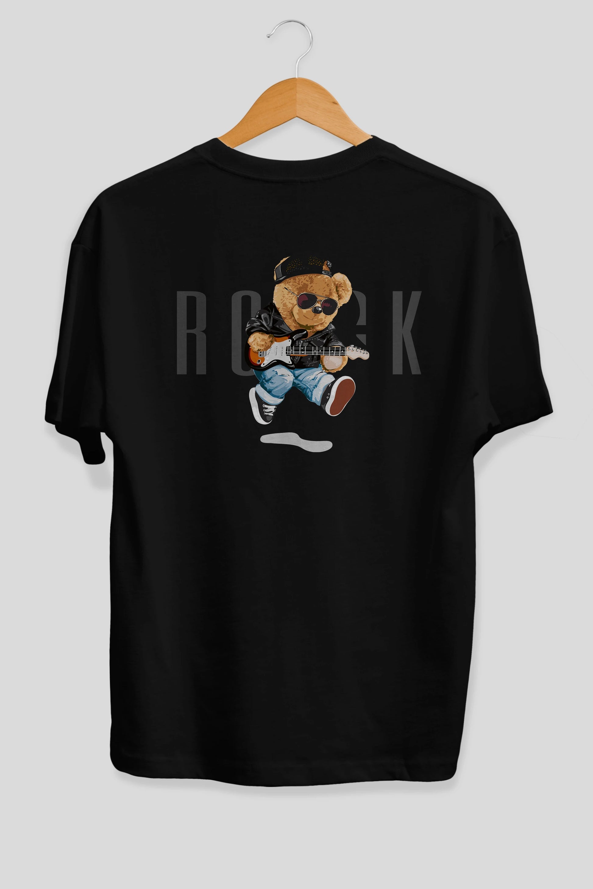 Teddy Bear Rock Arka Baskılı Oversize t-shirt Erkek Kadın Unisex %100 Pamuk