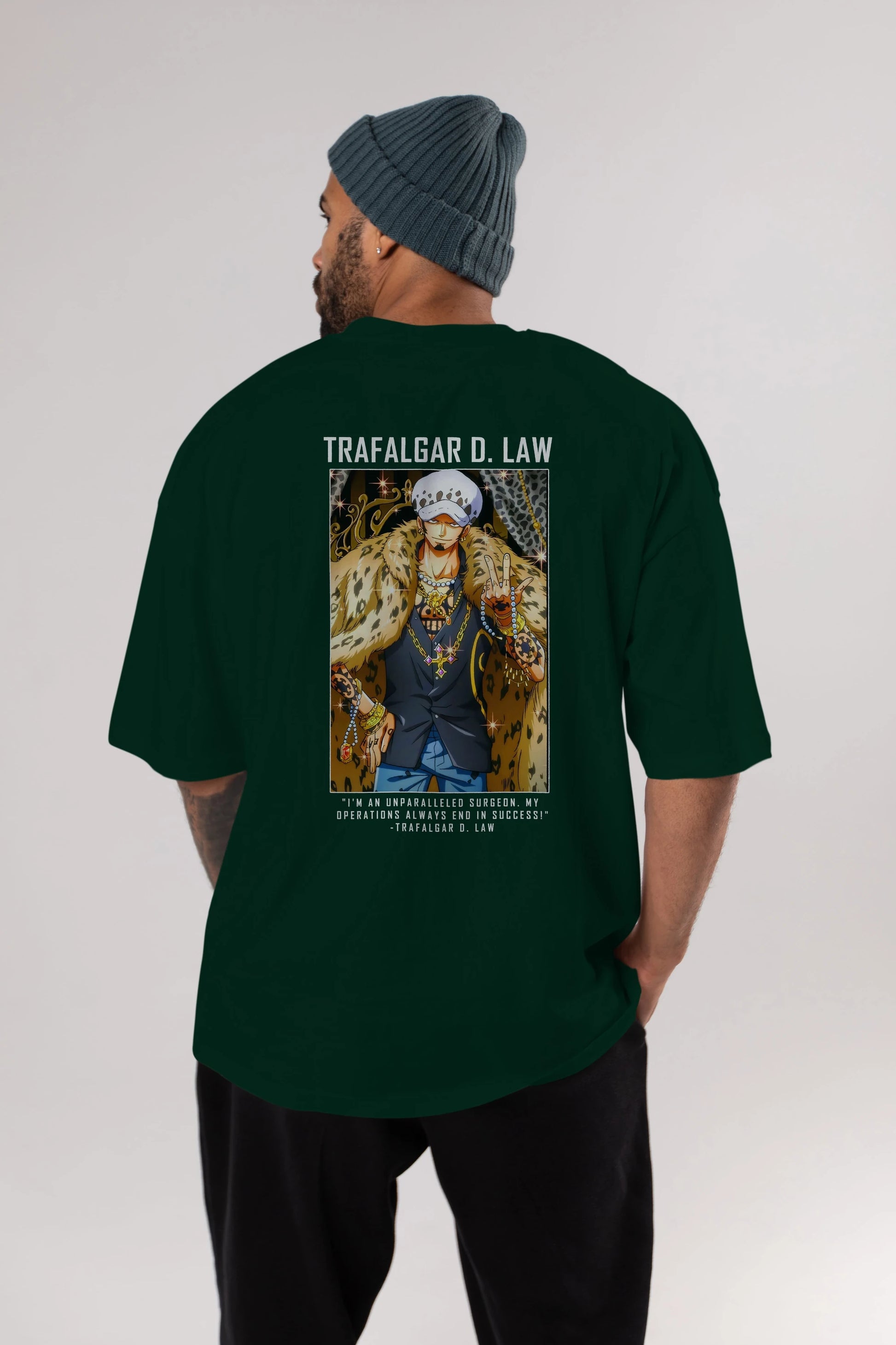 Trafalgar D. Water Law 2 Anime Arka Baskılı Oversize t-shirt Erkek Kadın Unisex %100 pamuk tişort