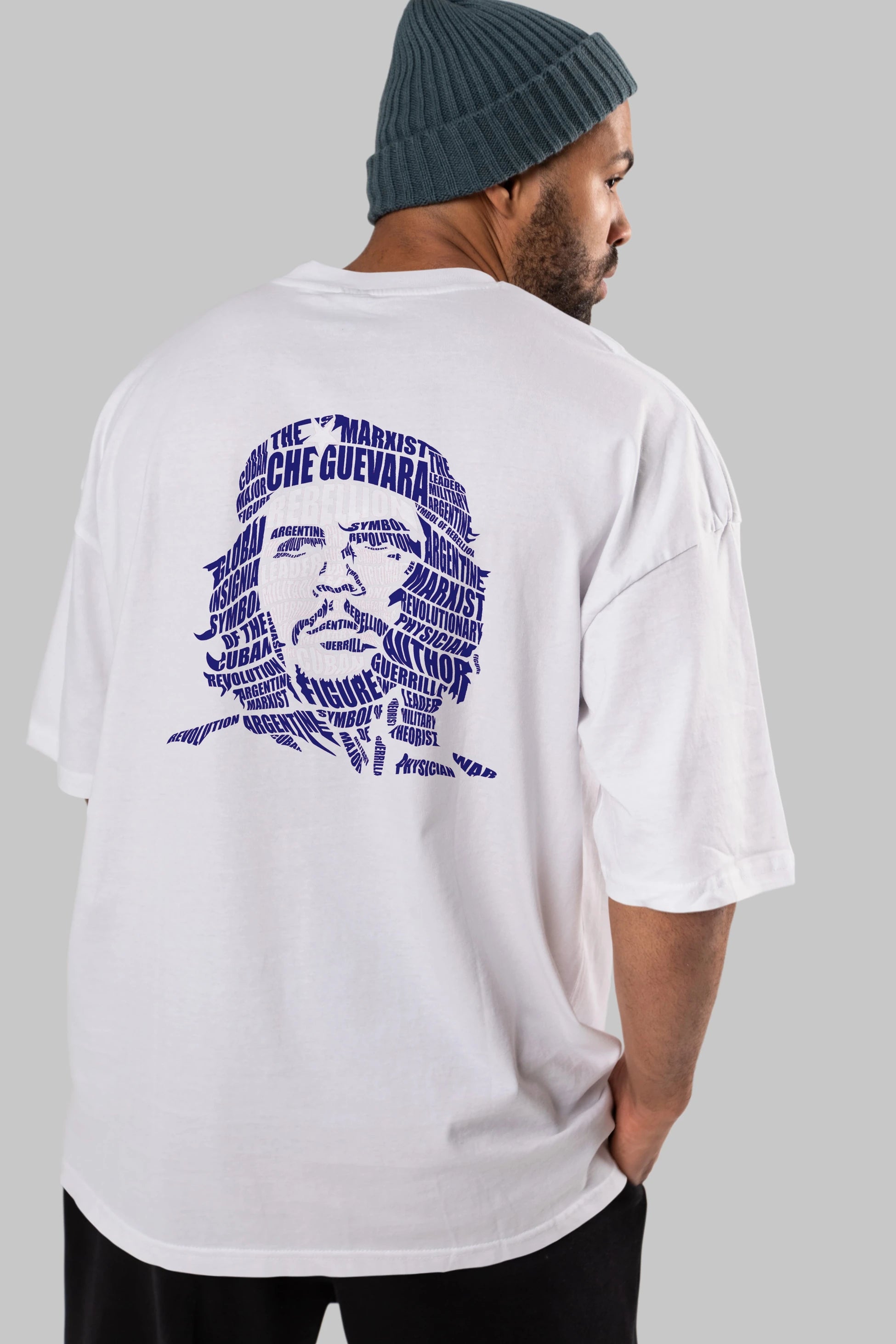 Che Guevara Calligram Arka Baskılı Oversize t-shirt %100 pamuk Erkek Kadın Unisex