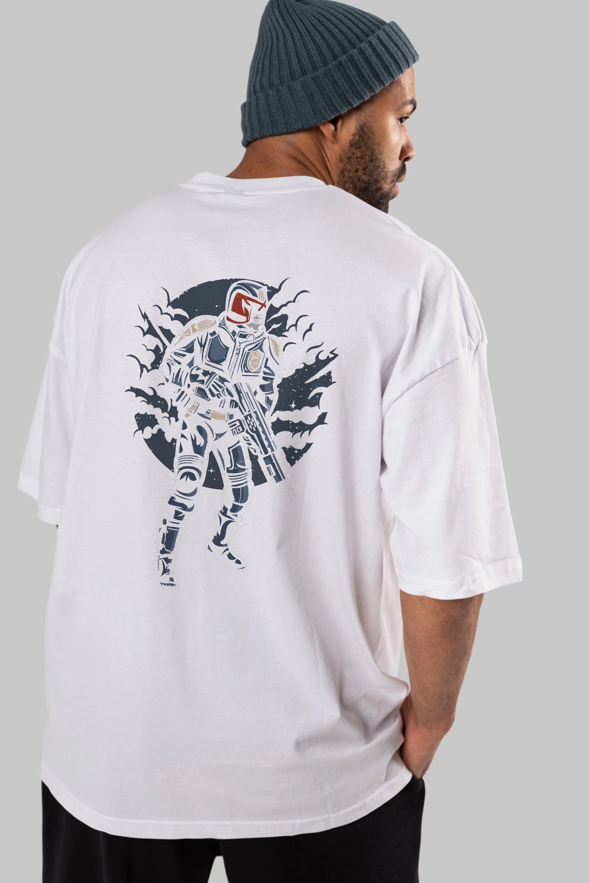 Judge Skull Arka Baskılı Oversize t-shirt Erkek Kadın Unisex %100 Pamuk