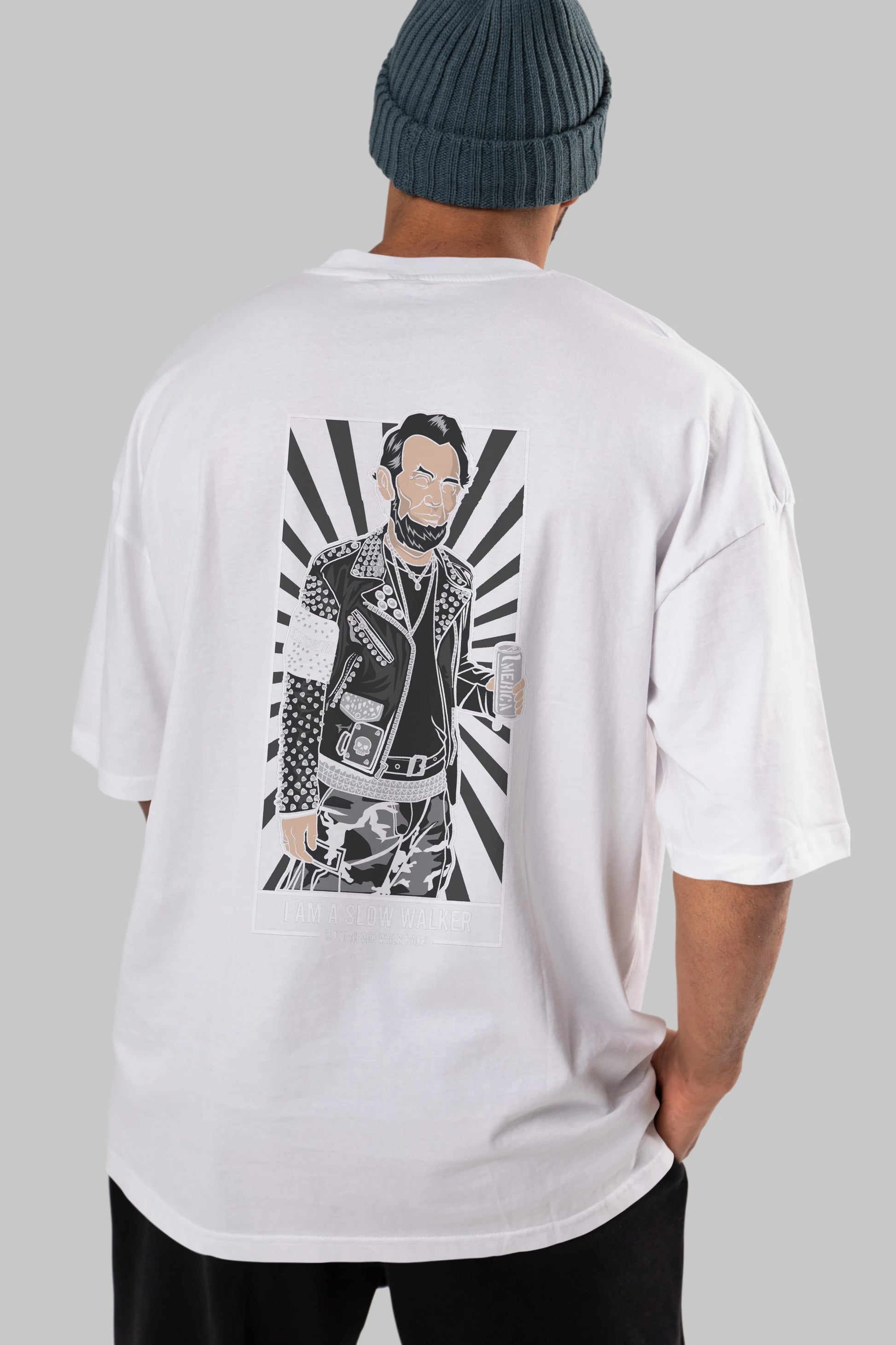 Lincoln Street Punk Arka Baskılı Oversize t-shirt Erkek Kadın Unisex %100 Pamuk tişort