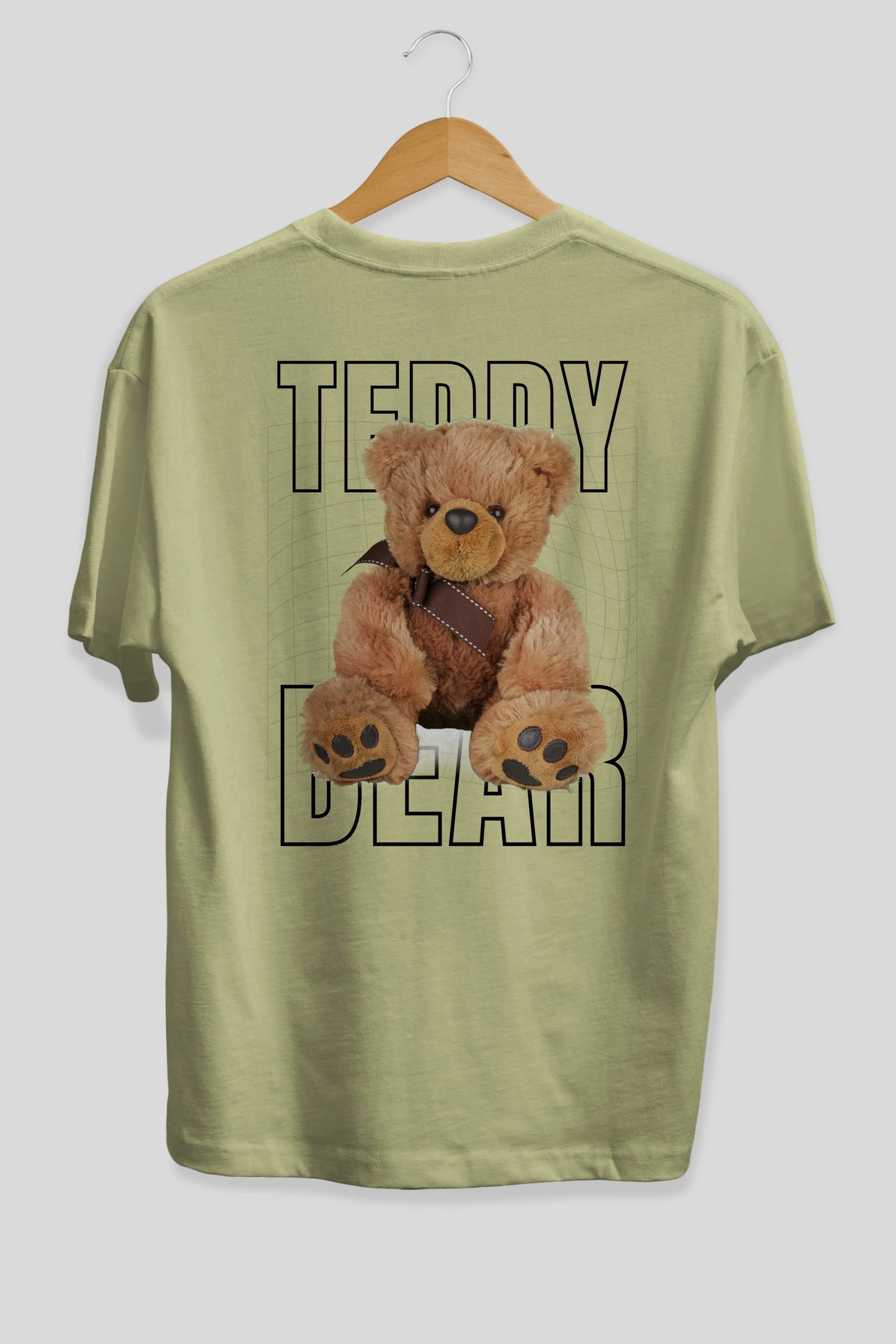Teddy Bear Yazılı Arka Baskılı Oversize t-shirt Erkek Kadın Unisex %100 Pamuk