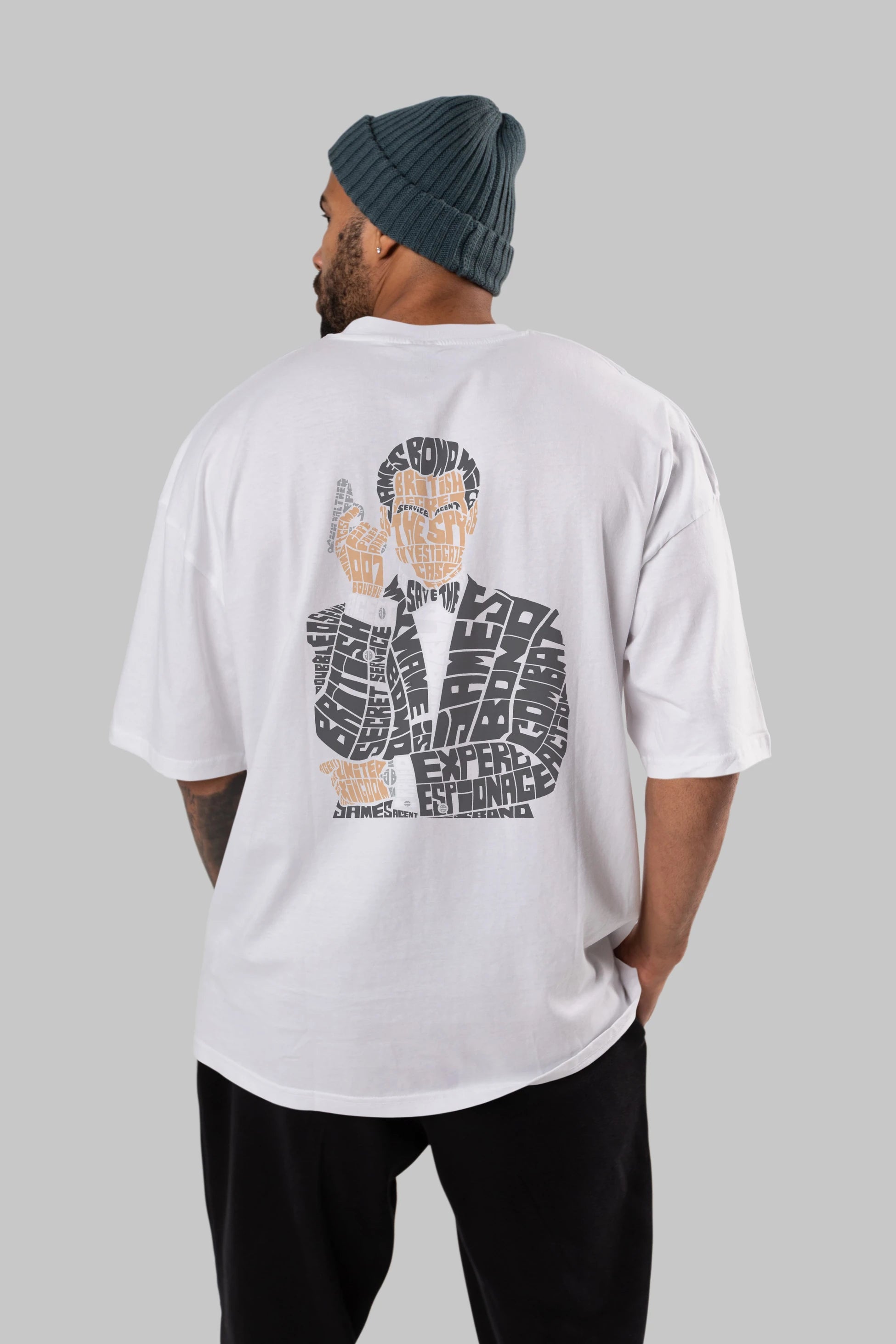 James Bond Arka Baskılı Oversize t-shirt %100 pamuk Erkek Kadın Unisex