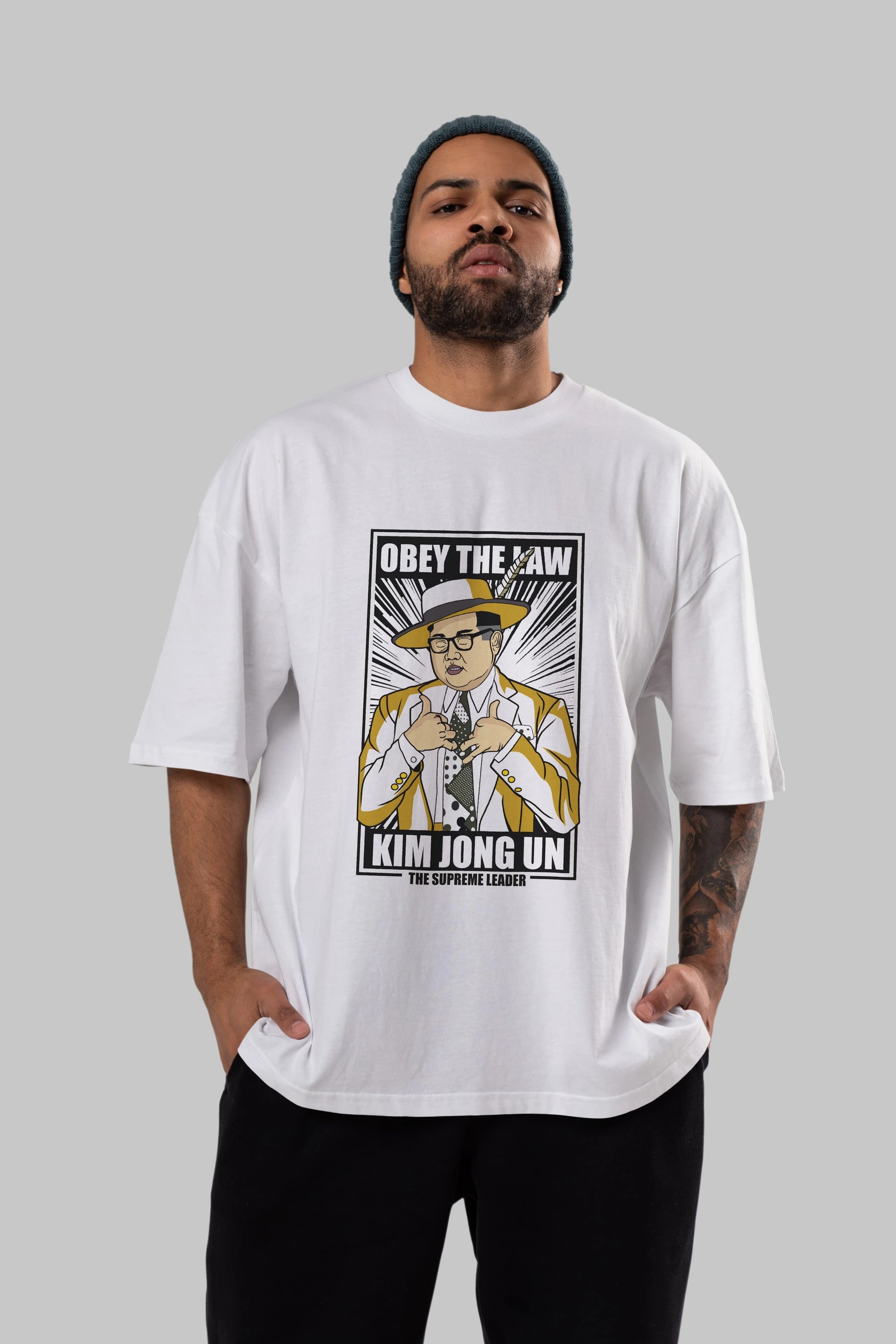 The Mask Jong Un Ön Baskılı Oversize t-shirt Erkek Kadın Unisex %100 Pamuk tişort