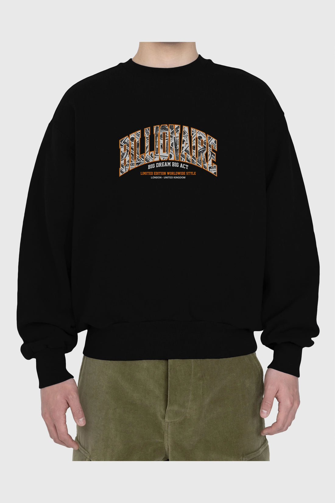 Billionaire Ön Baskılı Oversize Sweatshirt Erkek Kadın Unisex