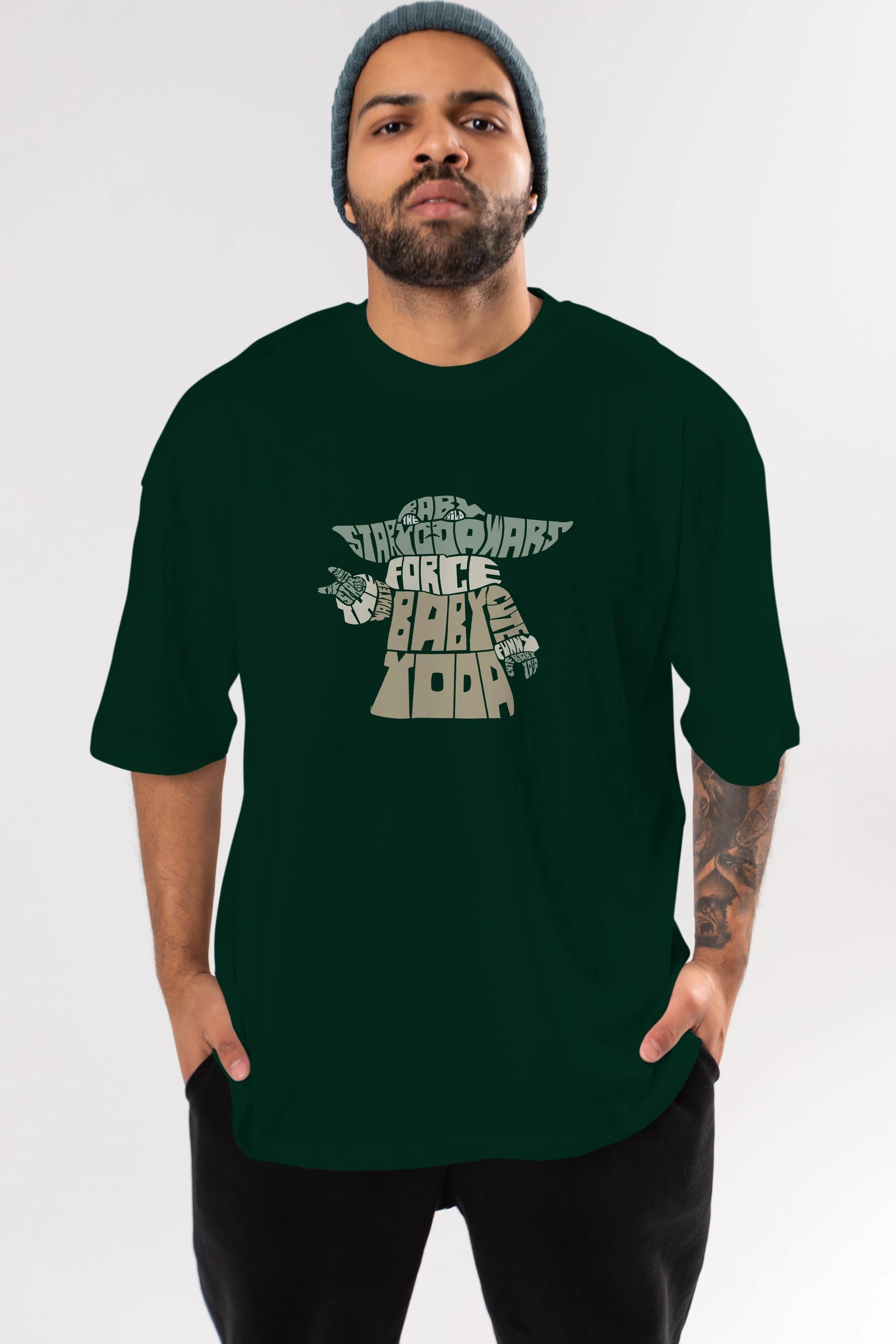 Baby Yoda Ön Baskılı Oversize t-shirt %100 pamuk Erkek Kadın Unisex