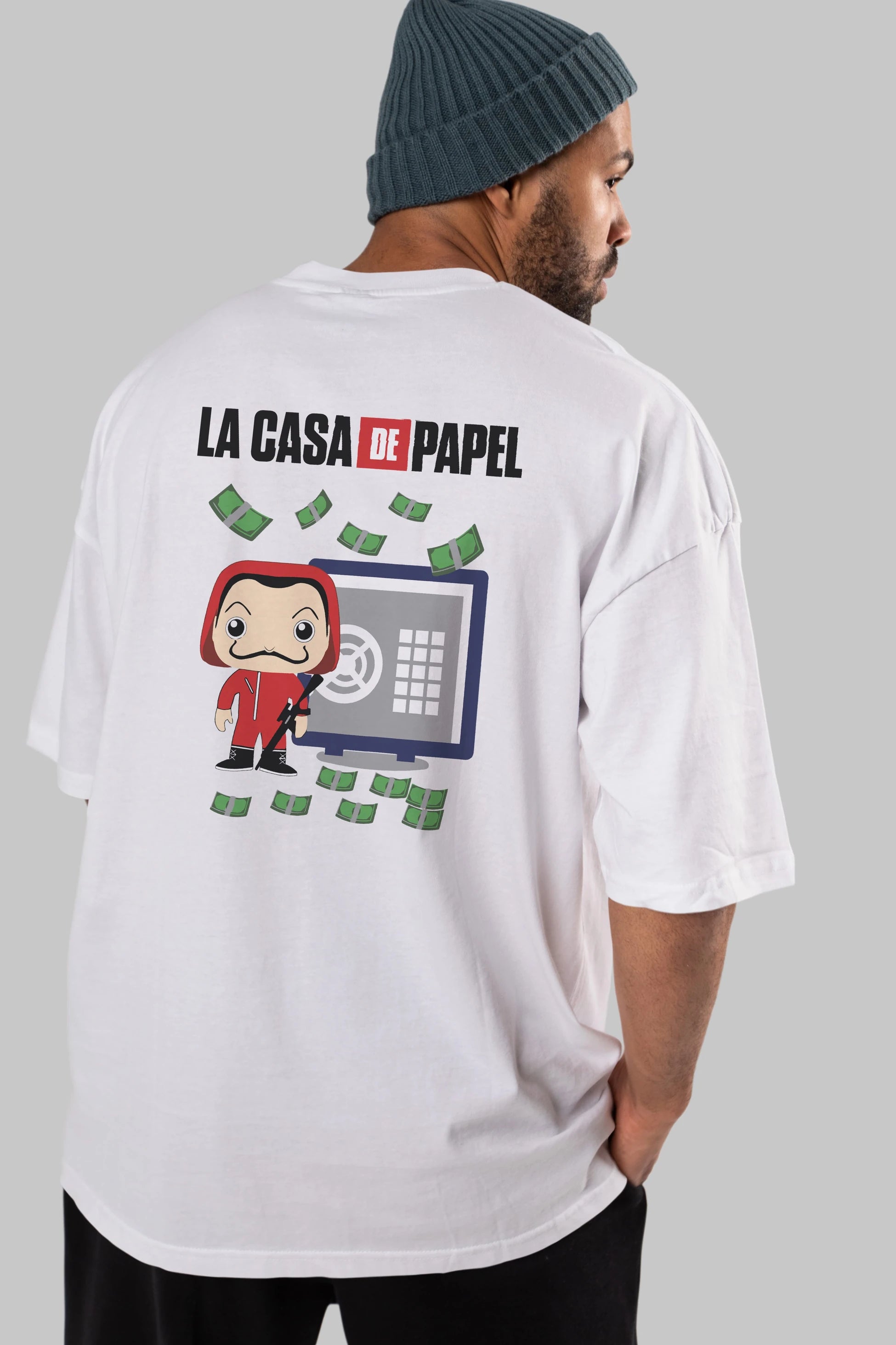 La Casa De Papel (4) Arka Baskılı Oversize t-shirt Erkek Kadın Unisex %100 Pamuk Bisiklet Yaka tişort