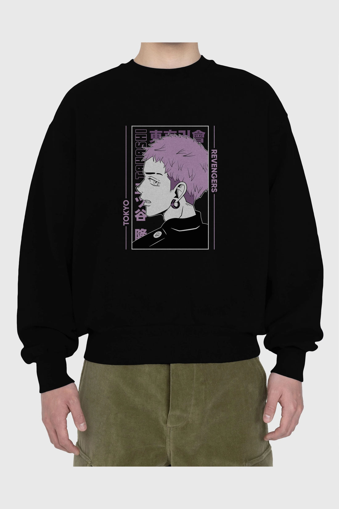 Takashi Mitsuya Anime Ön Baskılı Oversize Sweatshirt Erkek Kadın Unisex