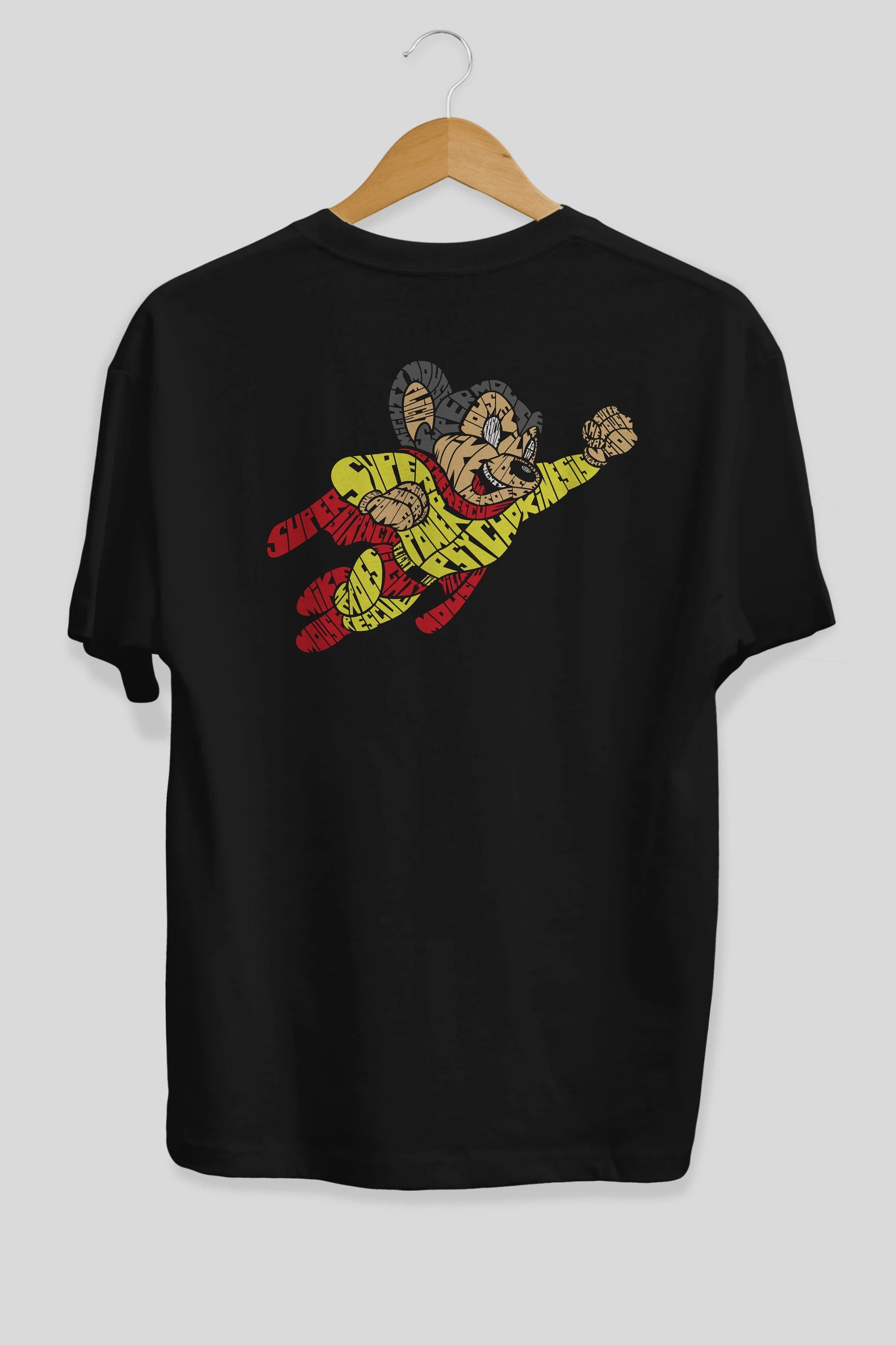 Mighty Mouse Arka Baskılı Oversize t-shirt %100 pamuk Erkek Kadın Unisex