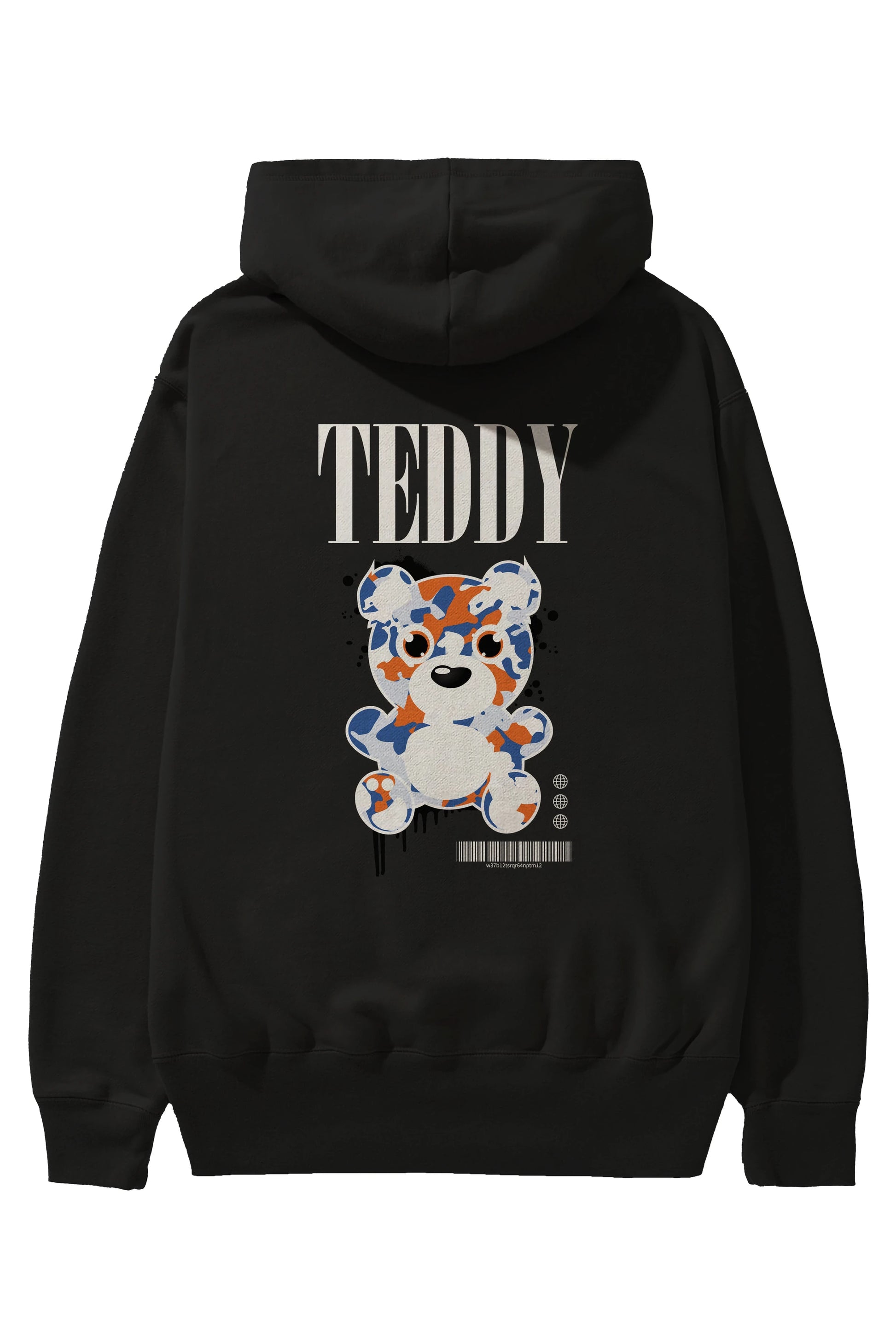 Teddy Bear Streetwear Arka Baskılı Hoodie Oversize Kapüşonlu Sweatshirt Erkek Kadın Unisex