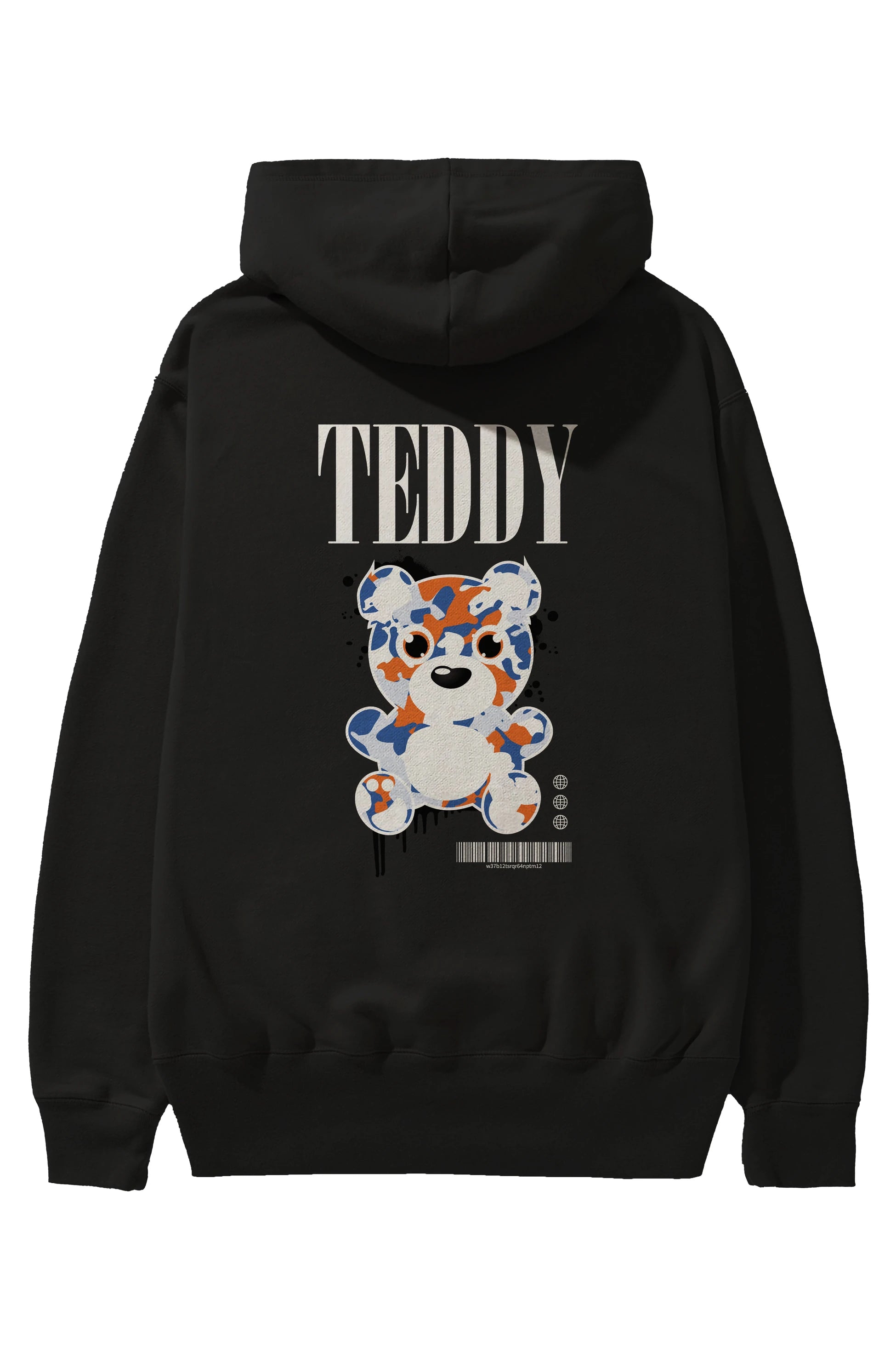 Teddy Bear Streetwear Arka Baskılı Hoodie Oversize Kapüşonlu Sweatshirt Erkek Kadın Unisex