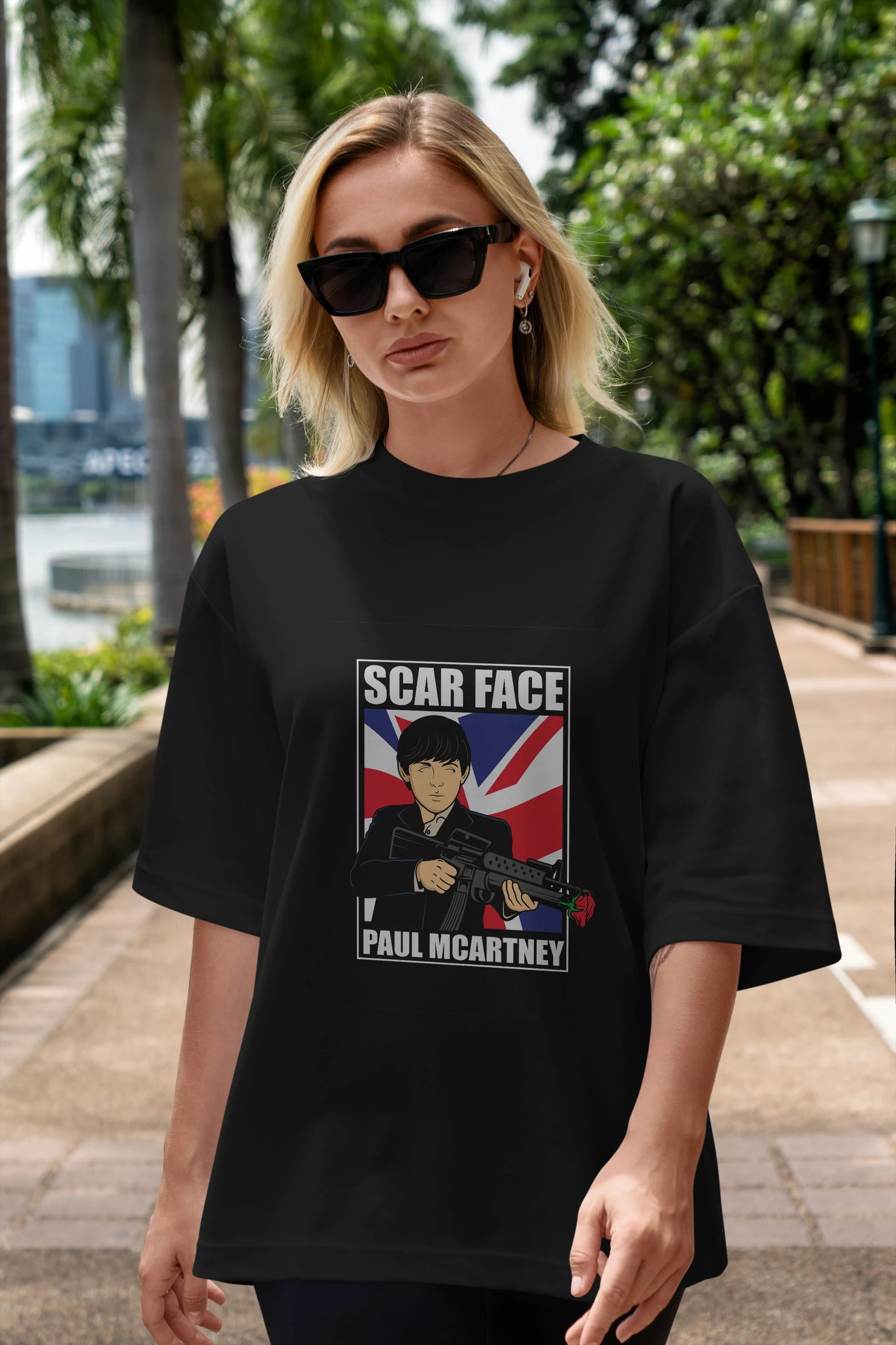 Paul Mccartney Scar Face Ön Baskılı Oversize t-shirt Erkek Kadın Unisex %100 Pamuk tişort
