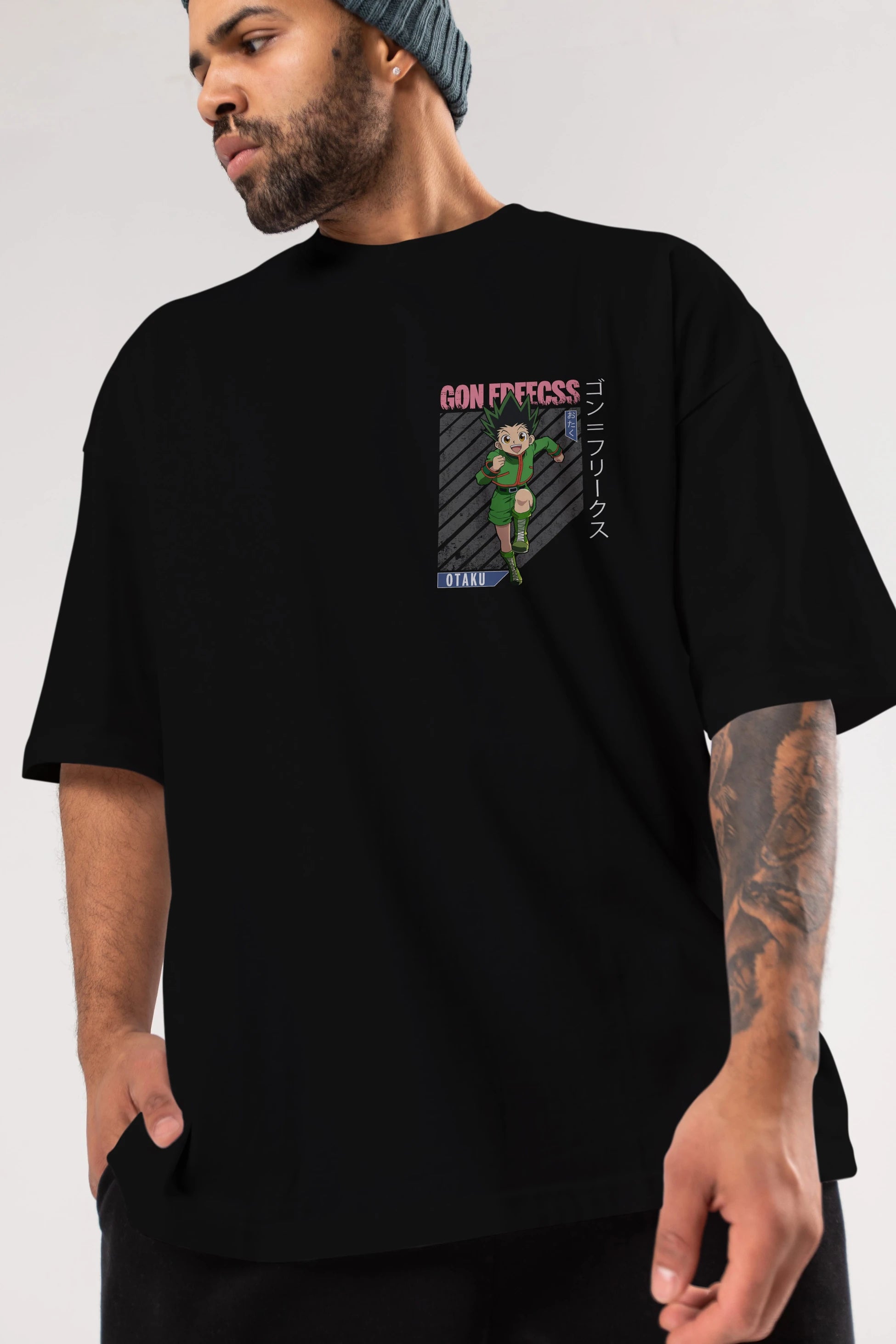 Gon Freecss HUNTER X HUNTER Ön Sol Baskılı Oversize t-shirt Erkek Kadın Unisex %100 Pamuk Bisiklet Yaka tişort