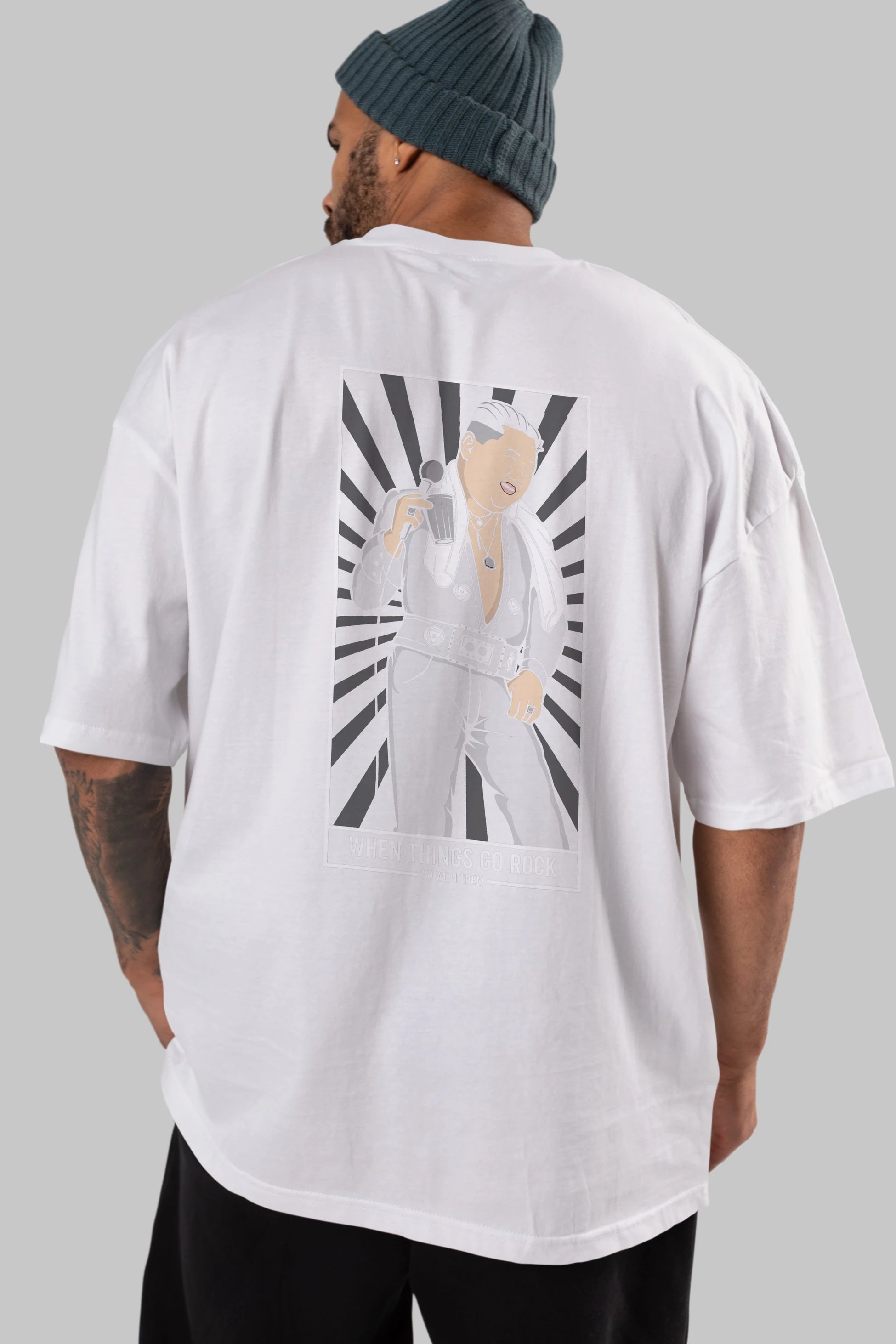 Kim Elvis Arka Baskılı Oversize t-shirt Erkek Kadın Unisex %100 Pamuk tişort