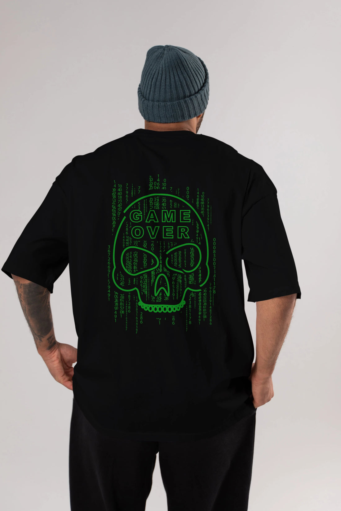 Game Over Arka Baskılı Oversize t-shirt Erkek Kadın Unisex