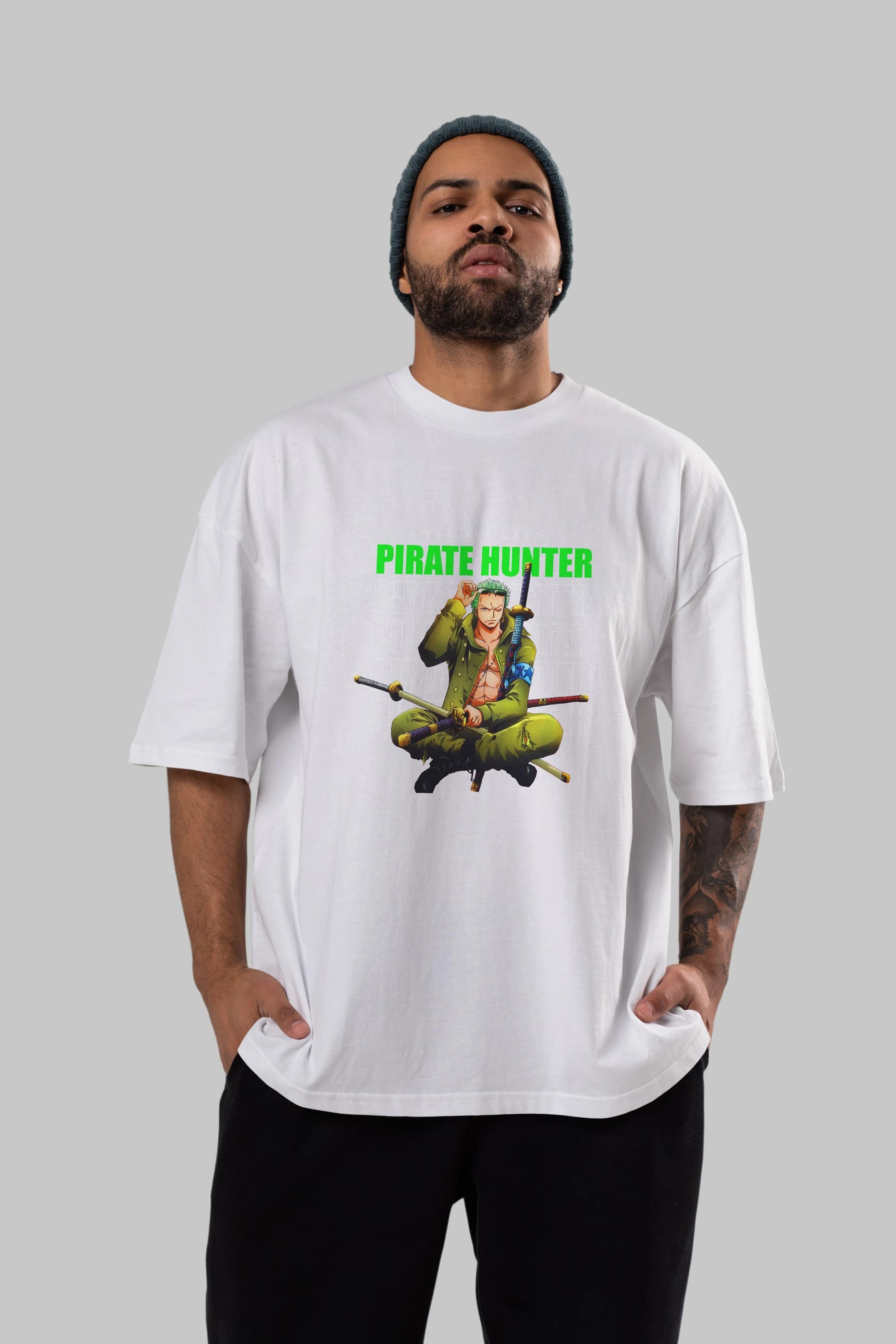 Roronoa Zoro 4 Anime Ön Baskılı Oversize t-shirt Erkek Kadın Unisex