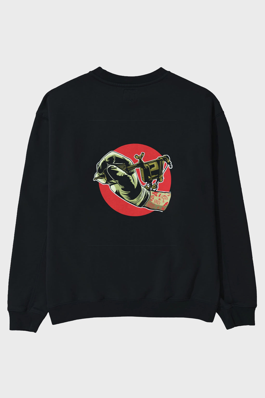 Tattoo Machine ] Arka Baskılı Oversize Sweatshirt Erkek Kadın Unisex