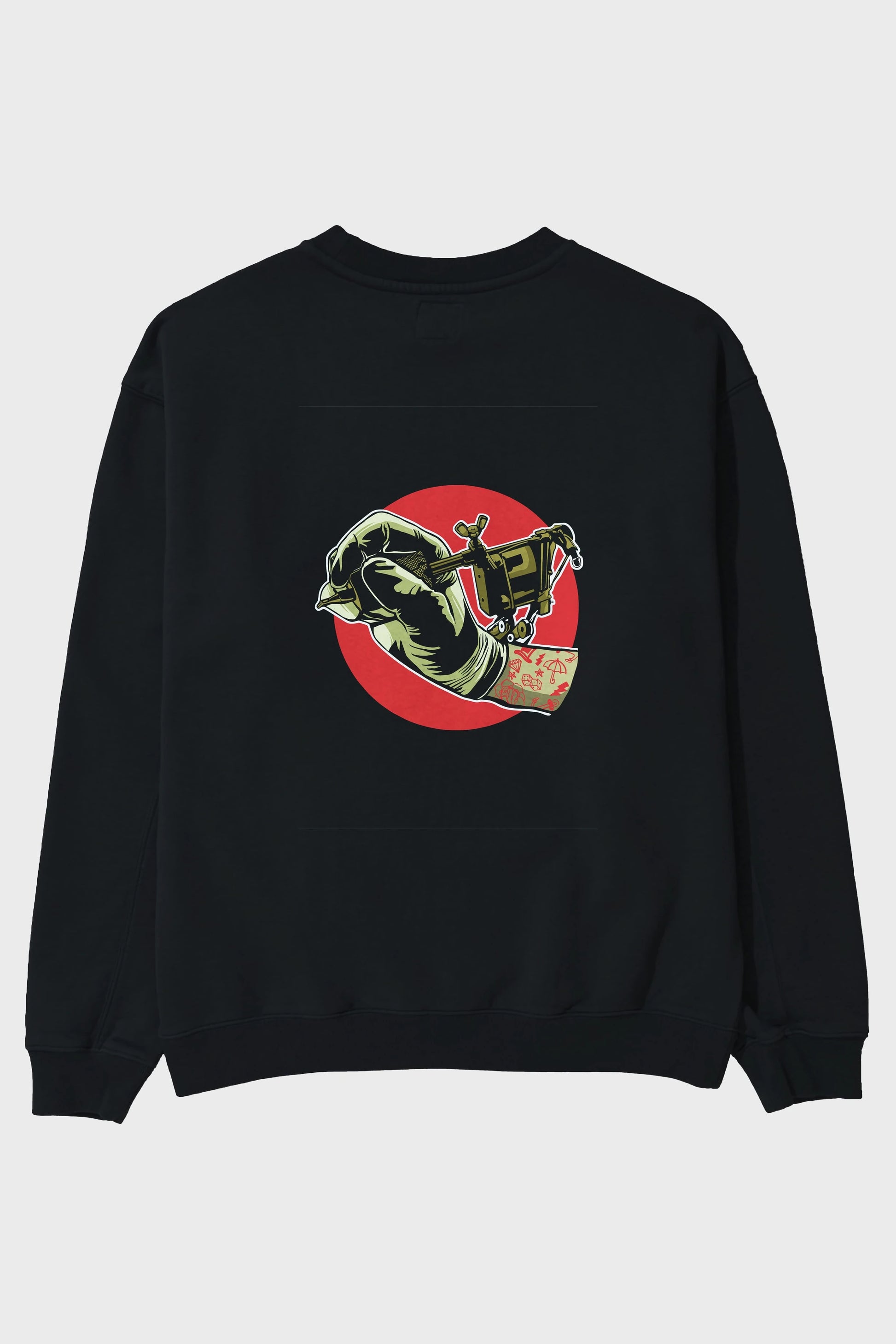 Tattoo Machine ] Arka Baskılı Oversize Sweatshirt Erkek Kadın Unisex