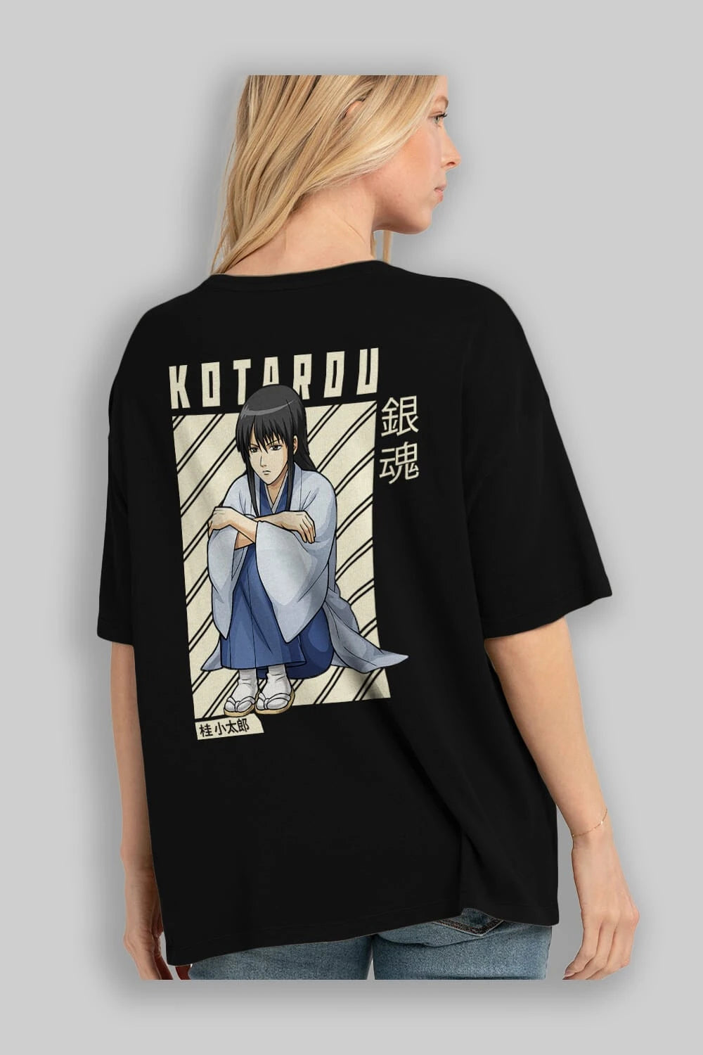 Kotarou Katsura GINTAMA Anime Arka Baskılı Oversize t-shirt Erkek Kadın Unisex
