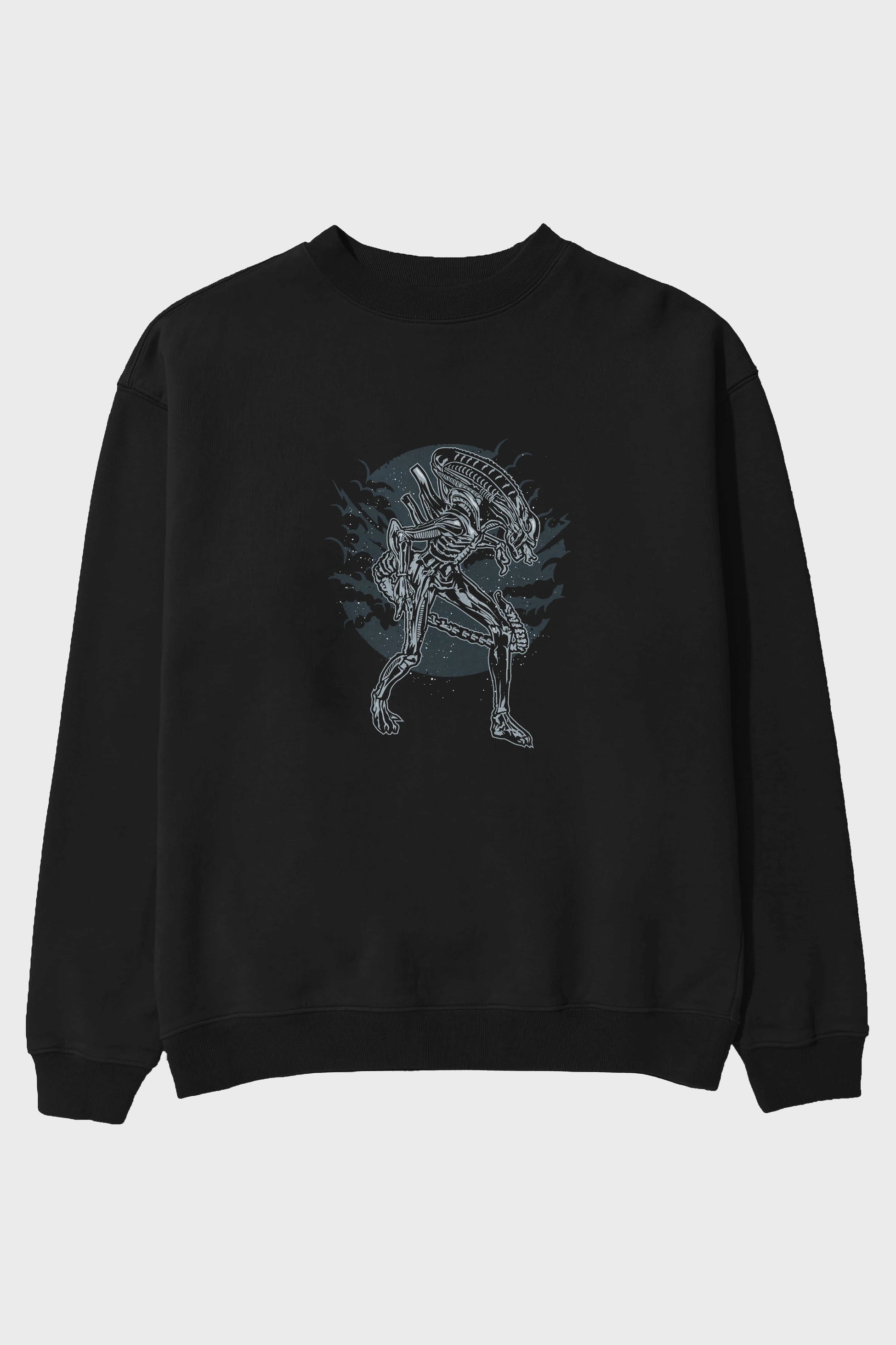 Xenomorph Ön Baskılı Oversize Sweatshirt Erkek Kadın Unisex