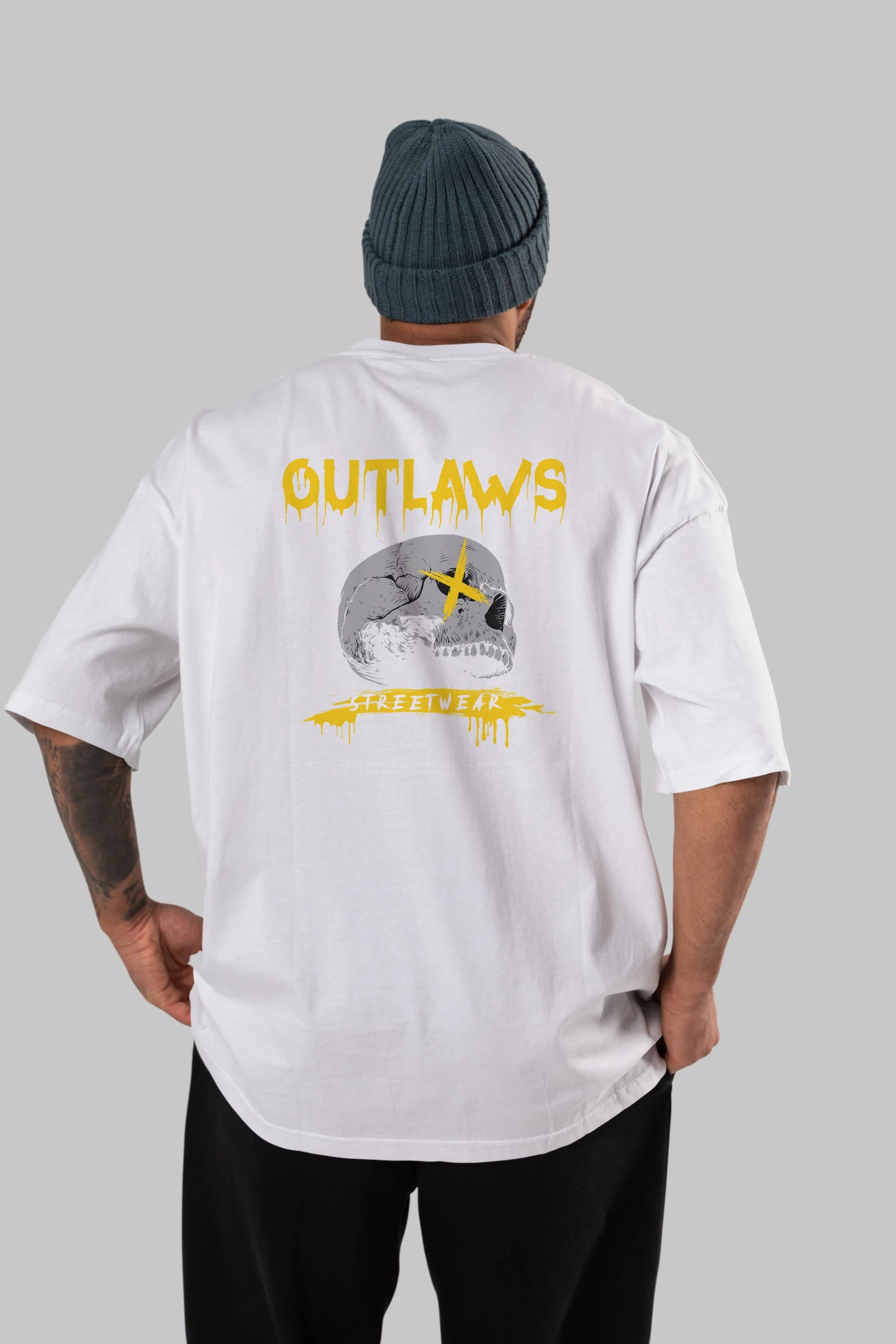Outlaws Streetwear Arka Baskılı Oversize t-shirt Erkek Kadın Unisex