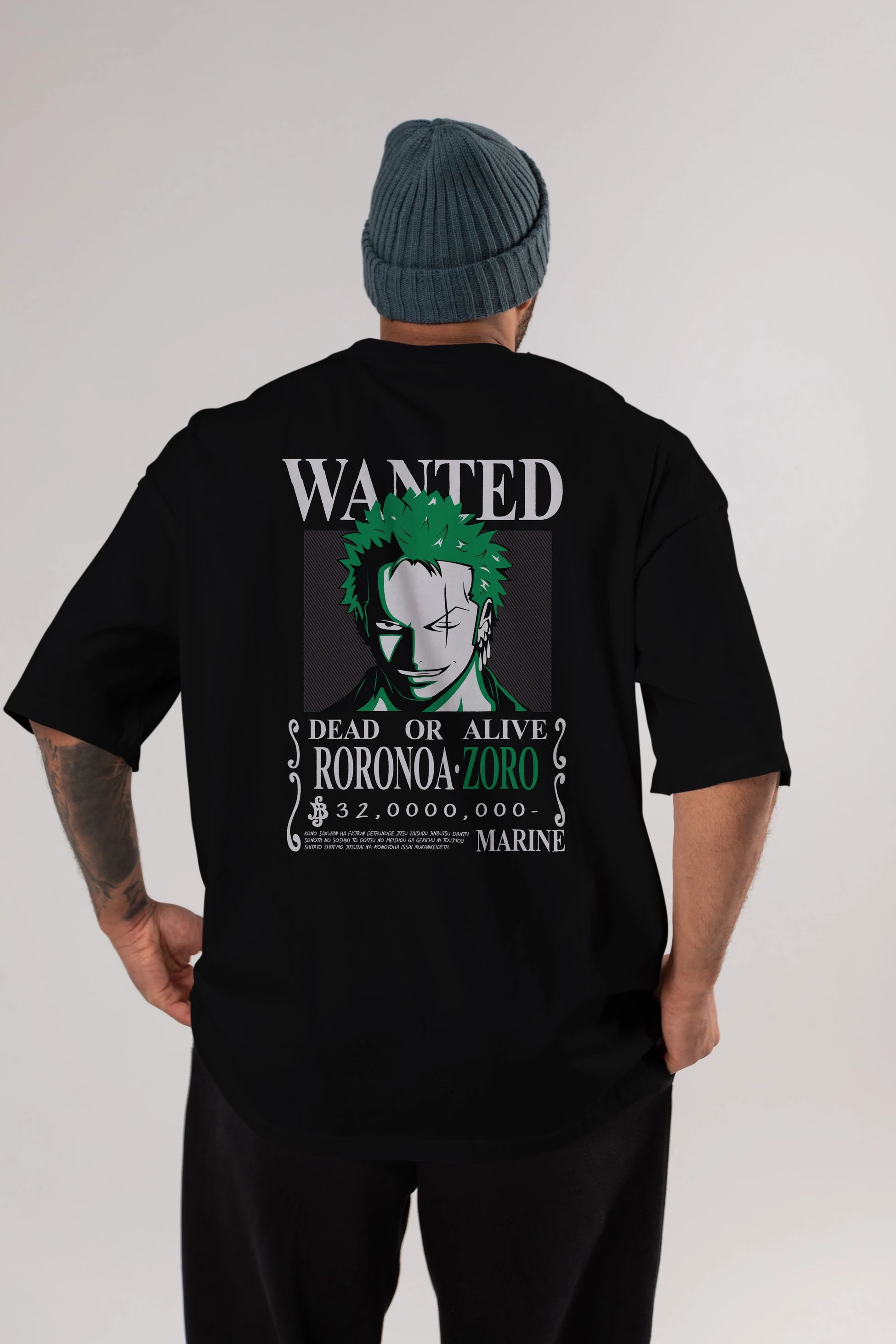 Roronoa Zoro Anime Arka Baskılı Oversize t-shirt Erkek Kadın Unisex %100 pamuk tişort